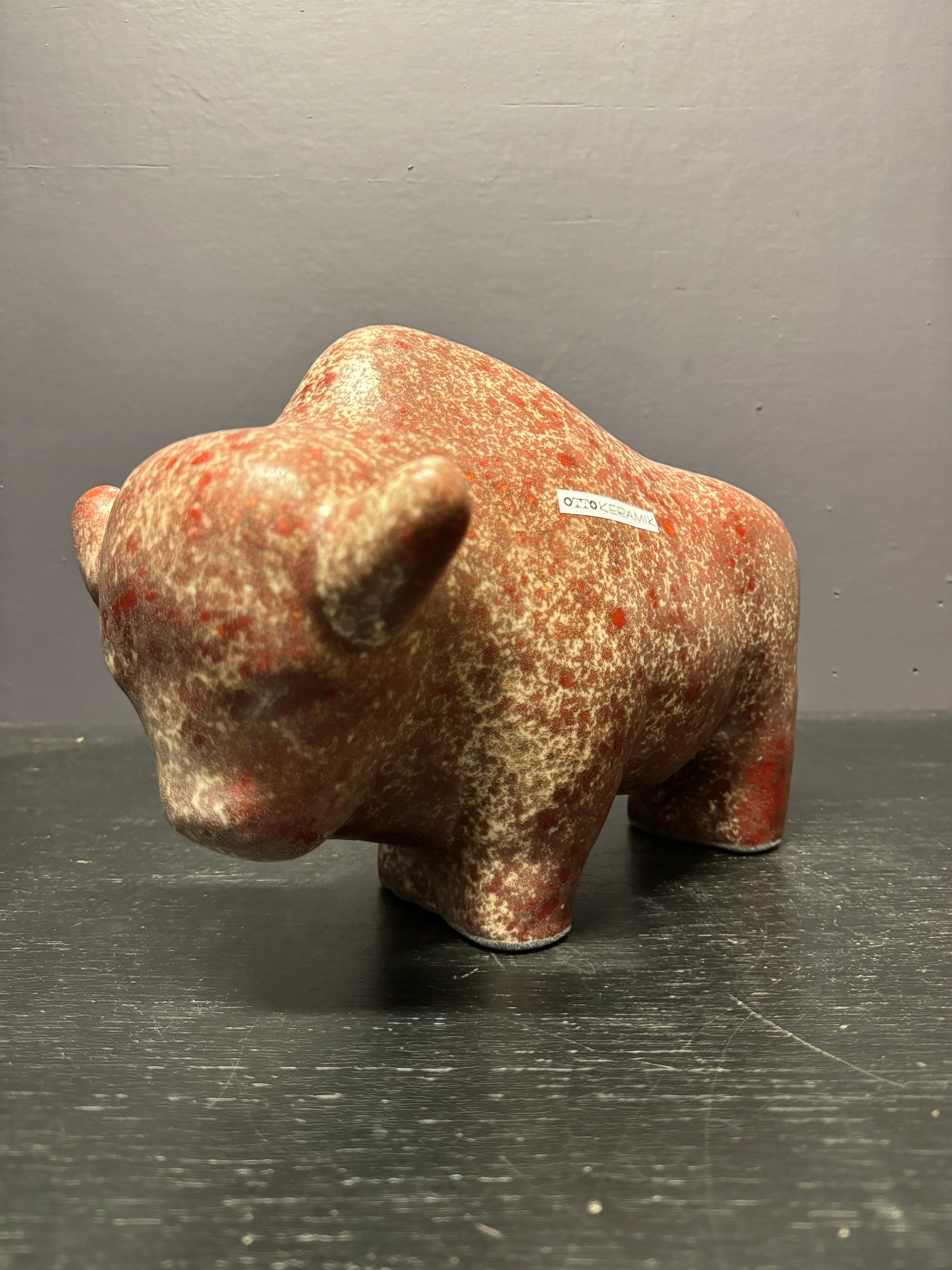 Otto Keramik Large Ceramic Bison West German Pottery Fat Lava - Image 3