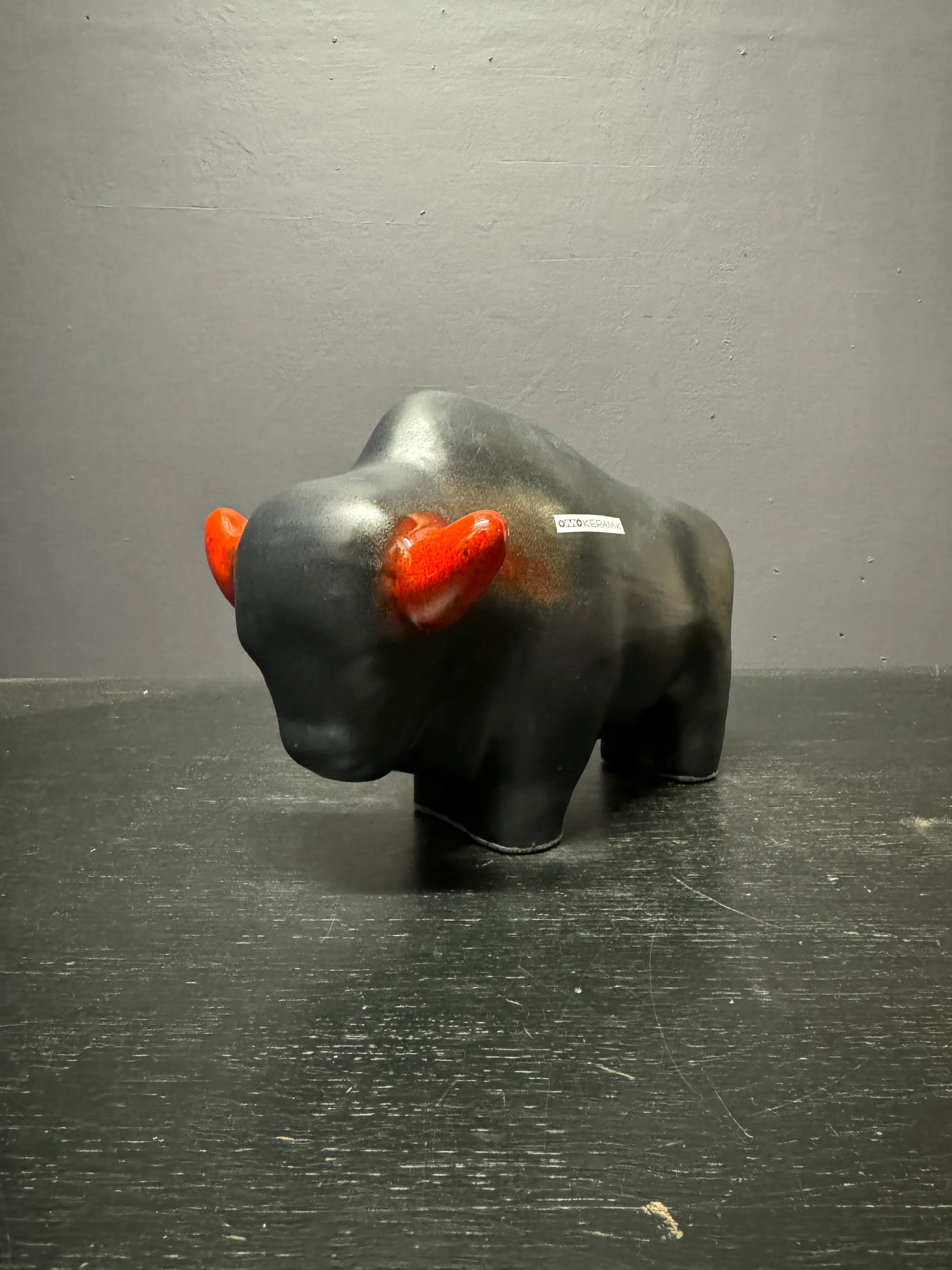Otto Keramik Large Ceramic Bison West German Pottery Fat Lava - Image 2