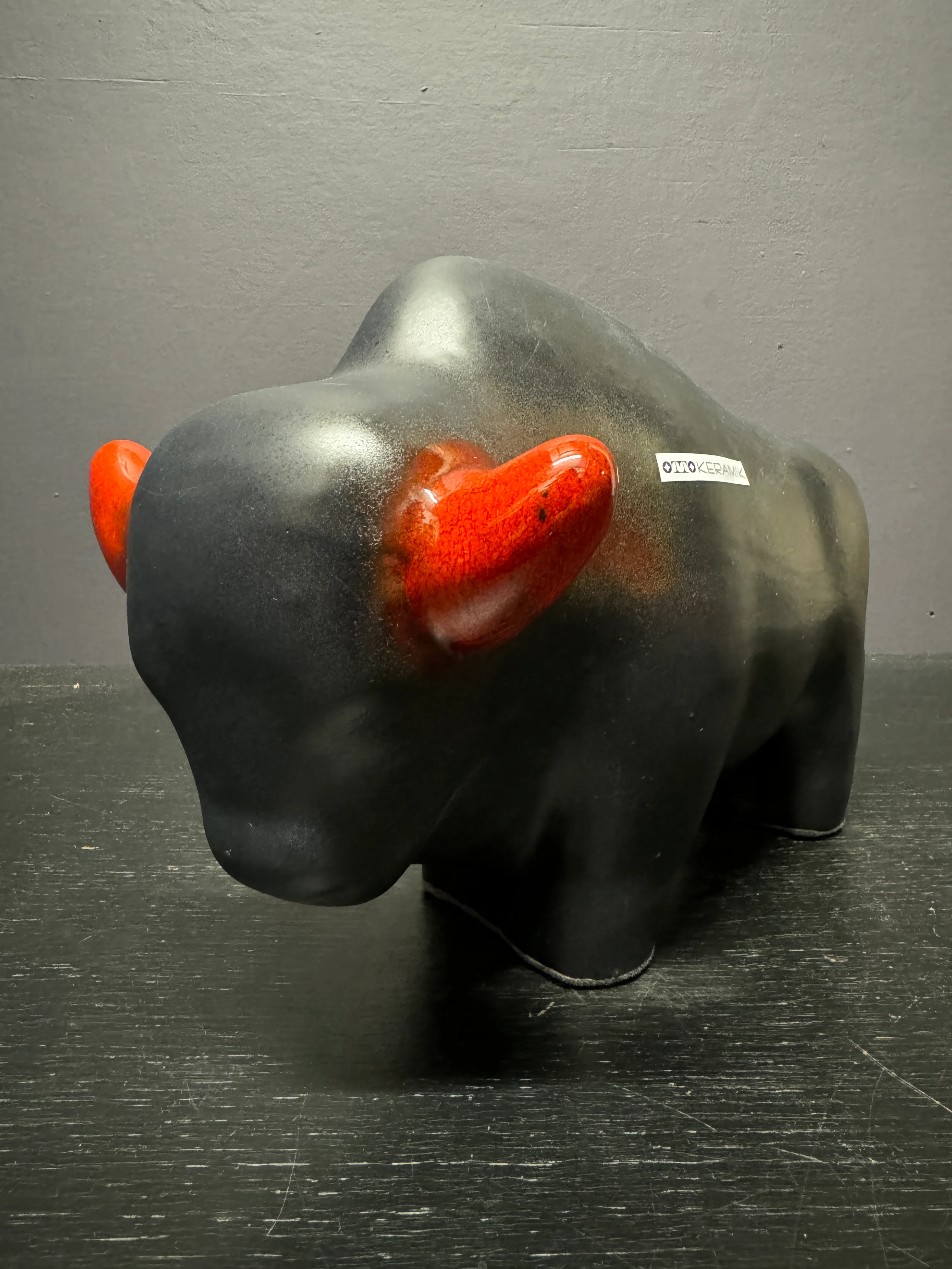 Otto Keramik Large Ceramic Bison West German Pottery Fat Lava - Image 3