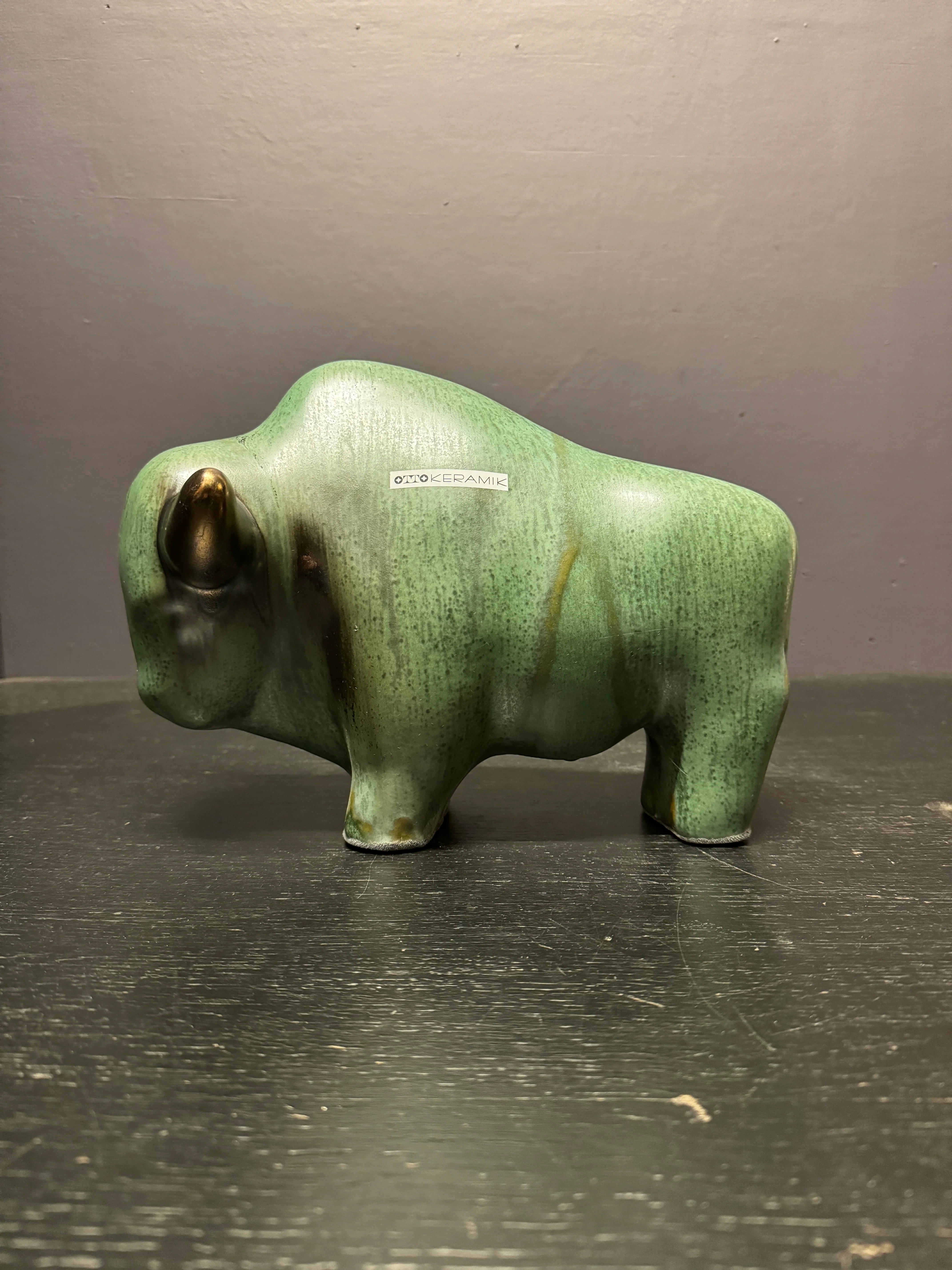 Otto Keramik Large Ceramic Bison West German Pottery Fat Lava