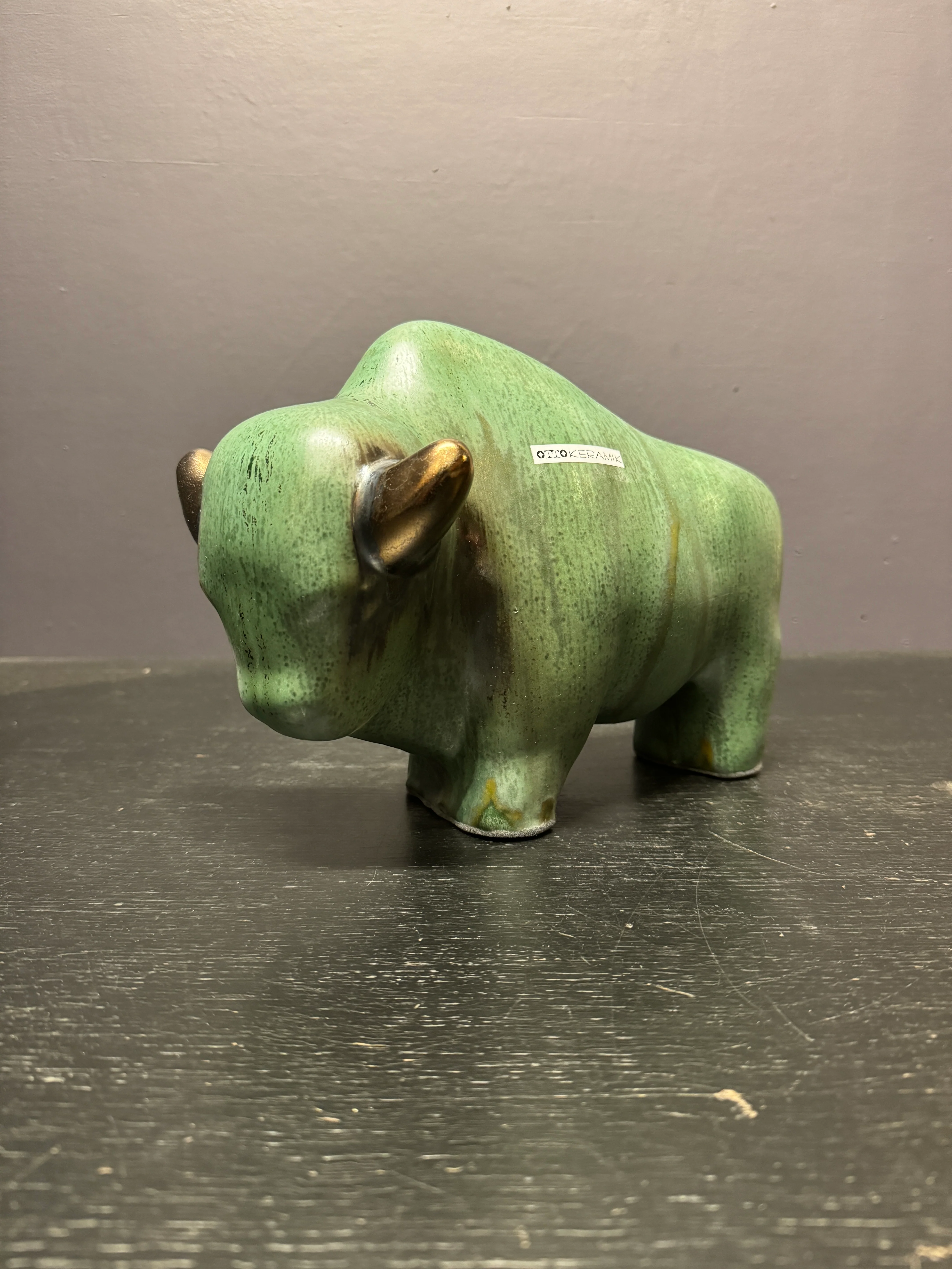 Otto Keramik Large Ceramic Bison West German Pottery Fat Lava - Image 2