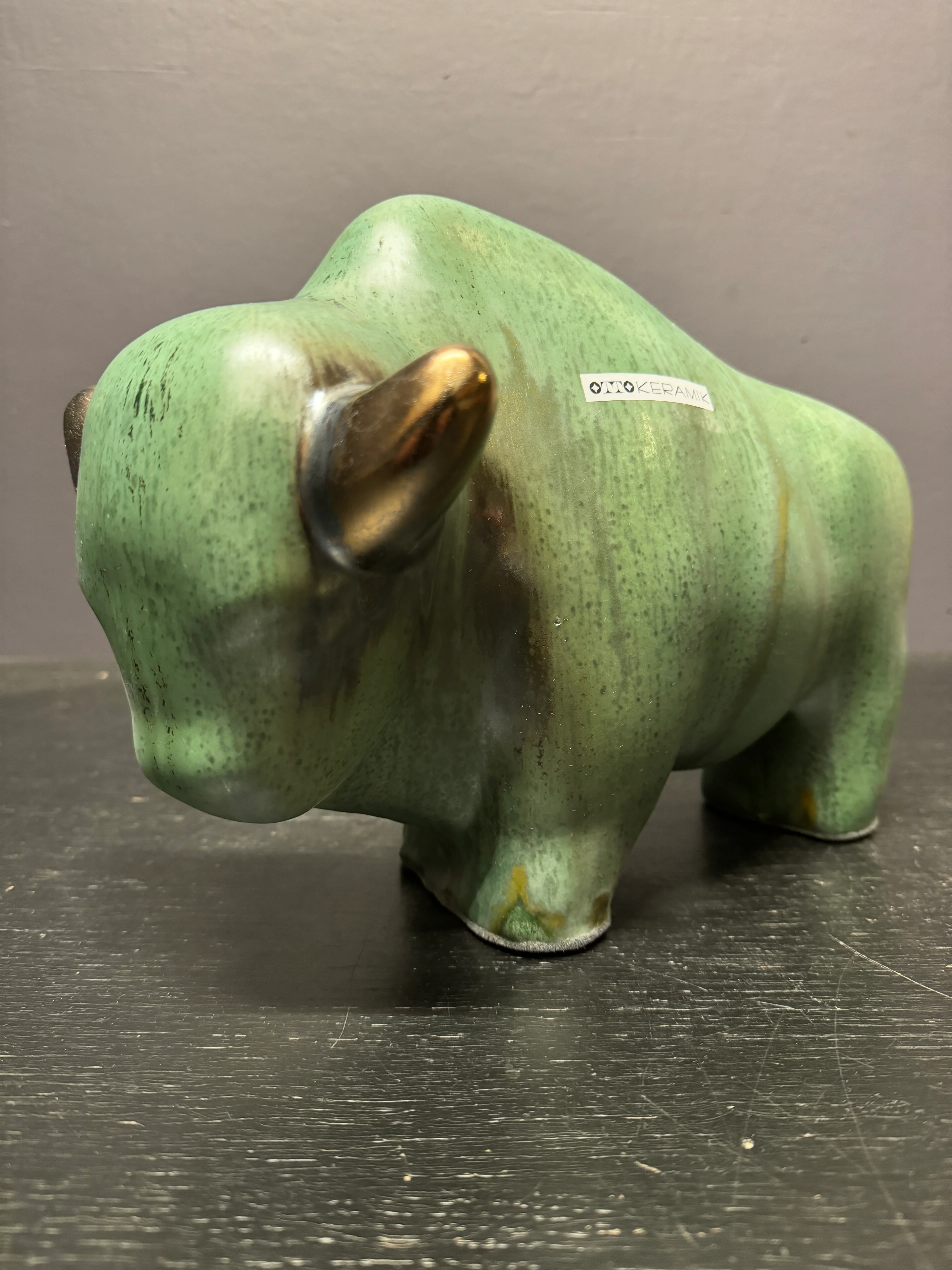 Otto Keramik Large Ceramic Bison West German Pottery Fat Lava - Image 3