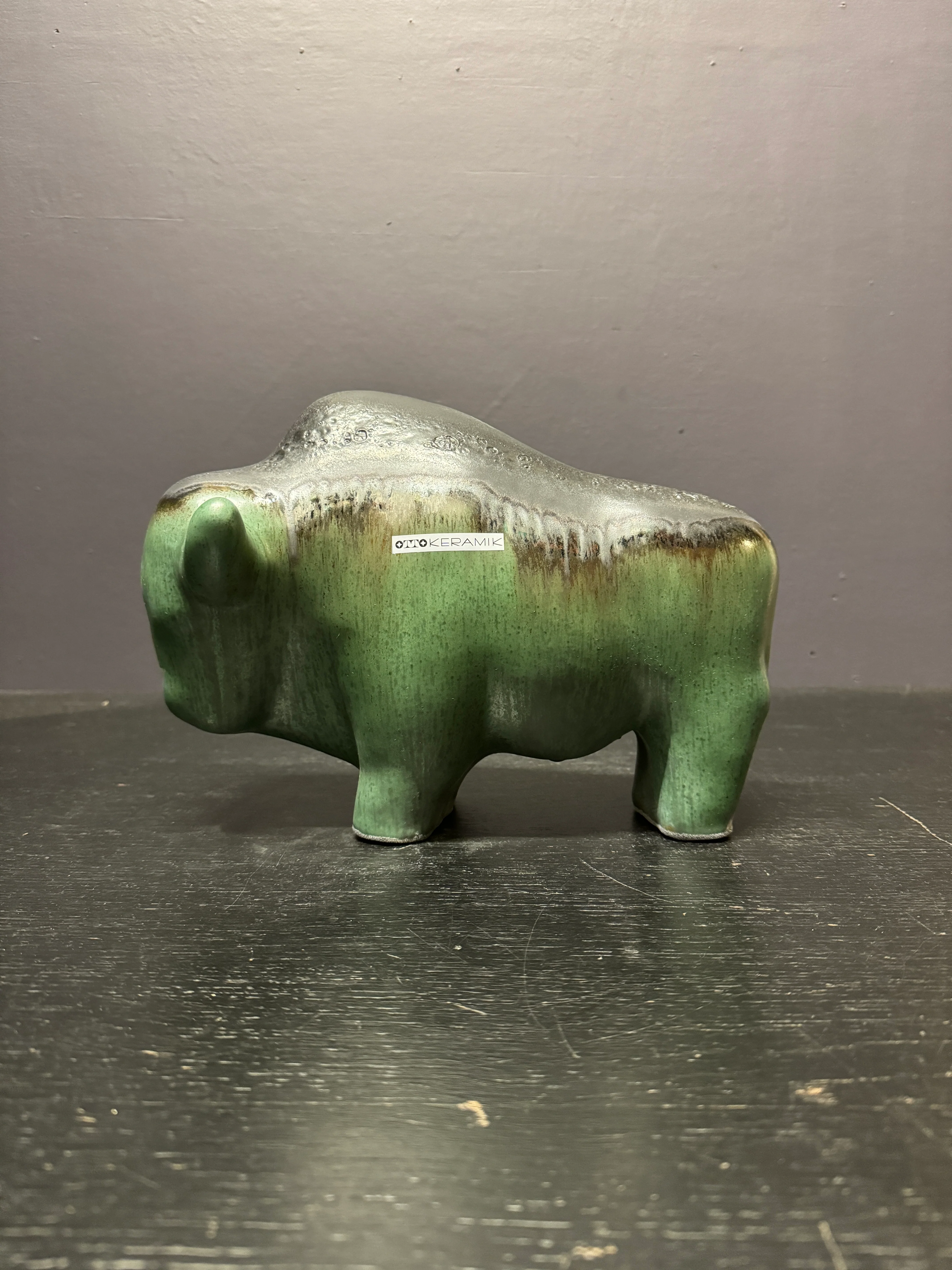 Otto Keramik Large Ceramic Bison West German Pottery Fat Lava