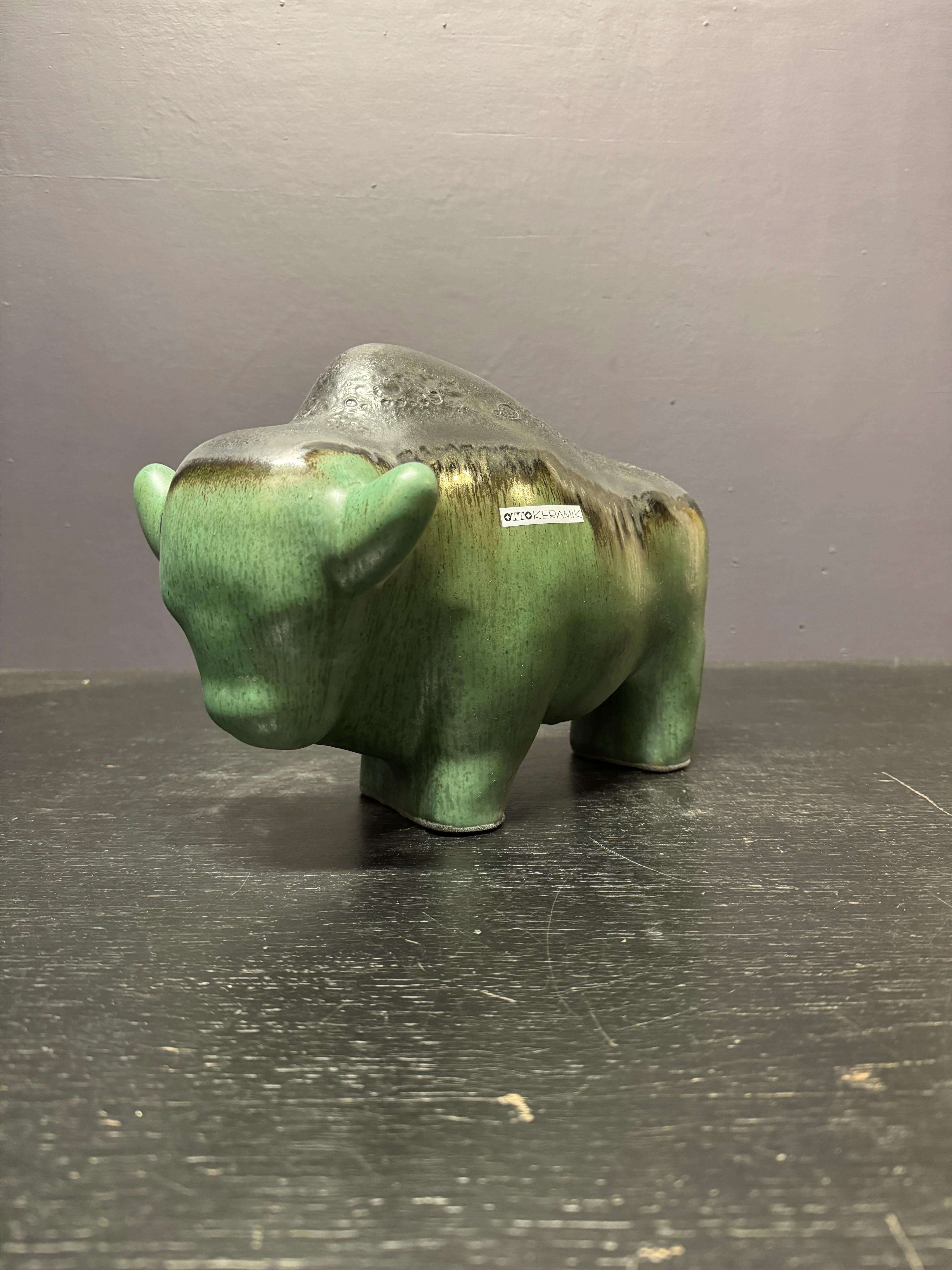 Otto Keramik Large Ceramic Bison West German Pottery Fat Lava - Image 2