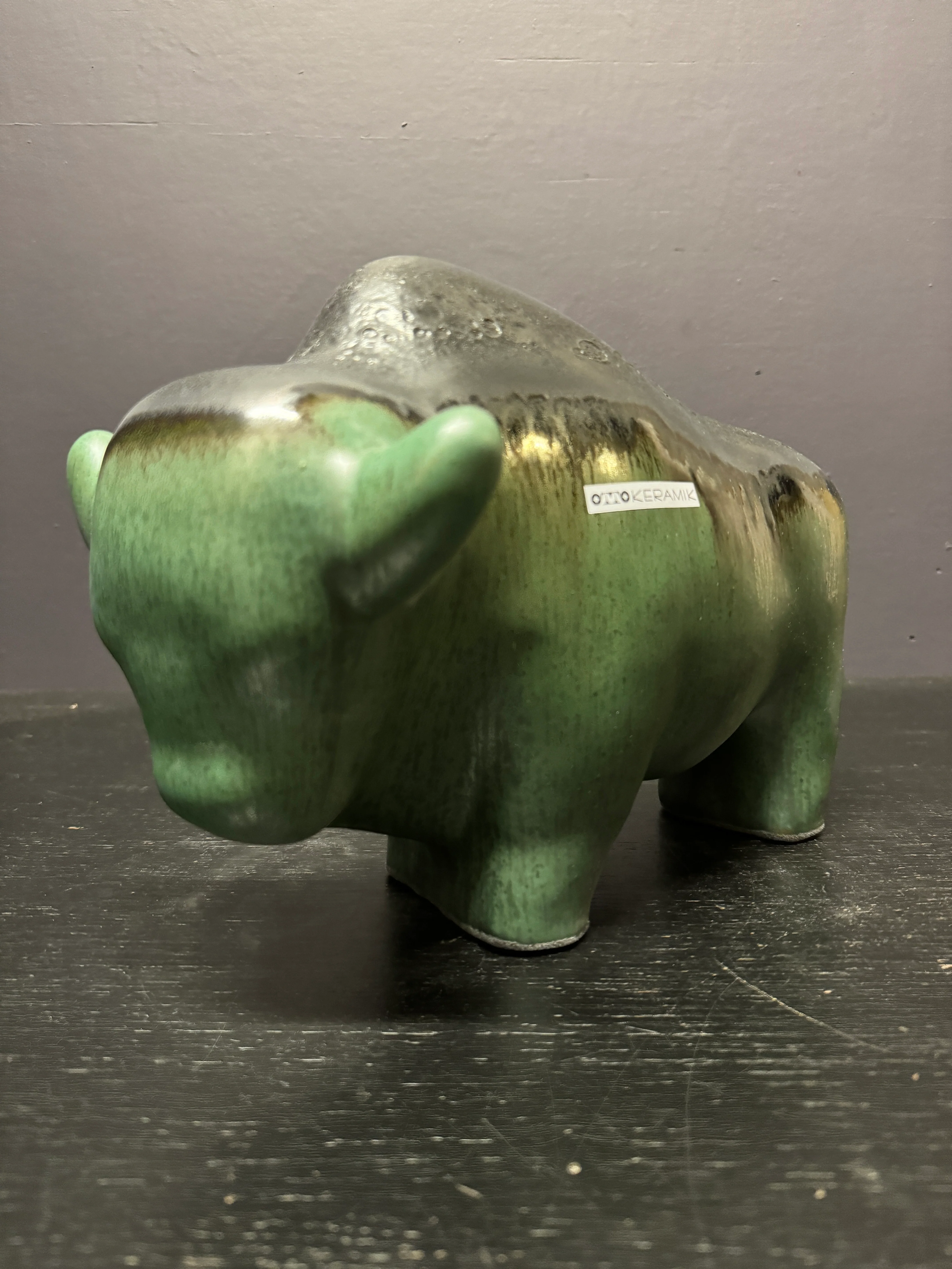 Otto Keramik Large Ceramic Bison West German Pottery Fat Lava - Image 3