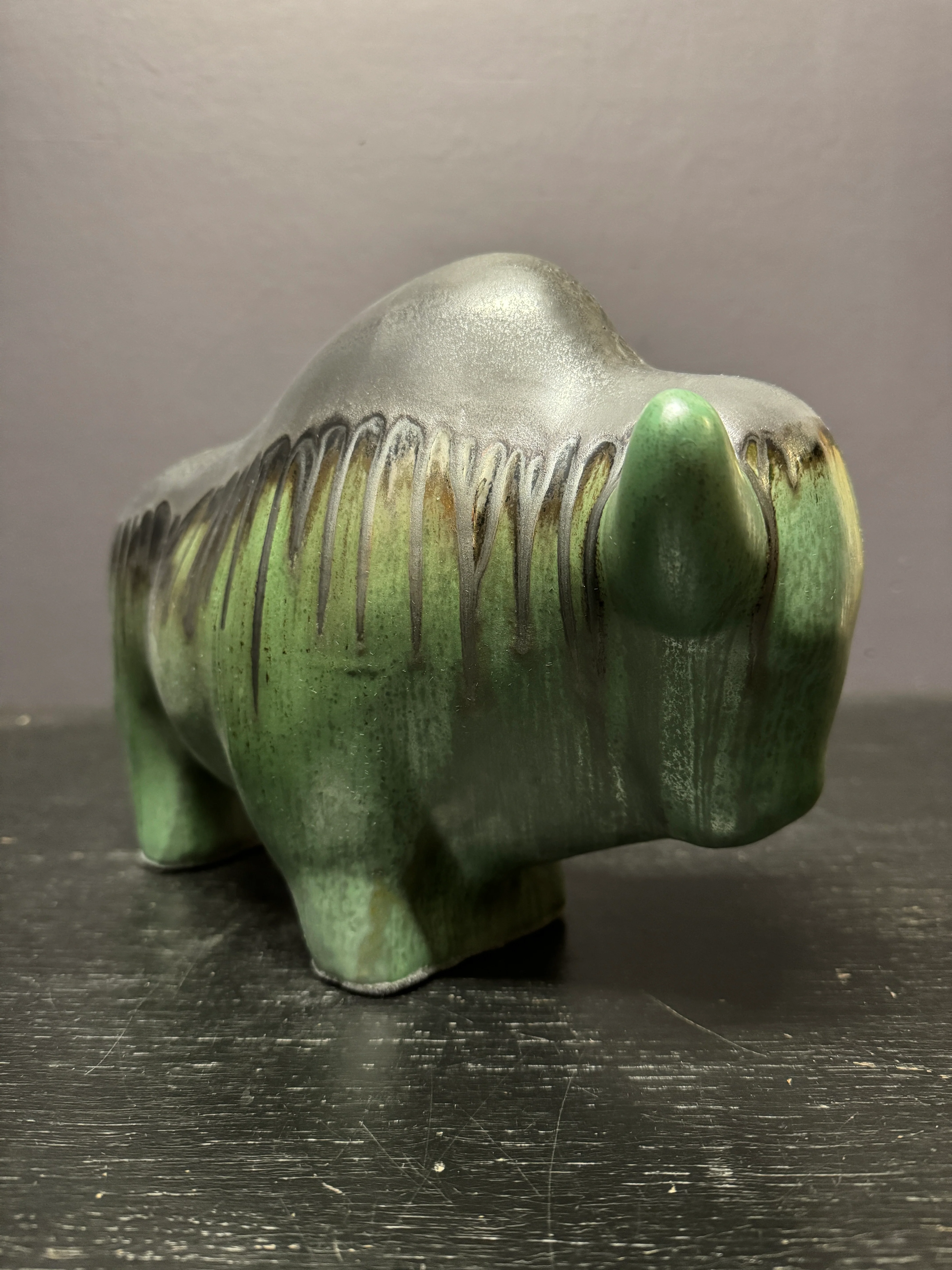 Otto Keramik Large Ceramic Bison West German Pottery Fat Lava - Image 5