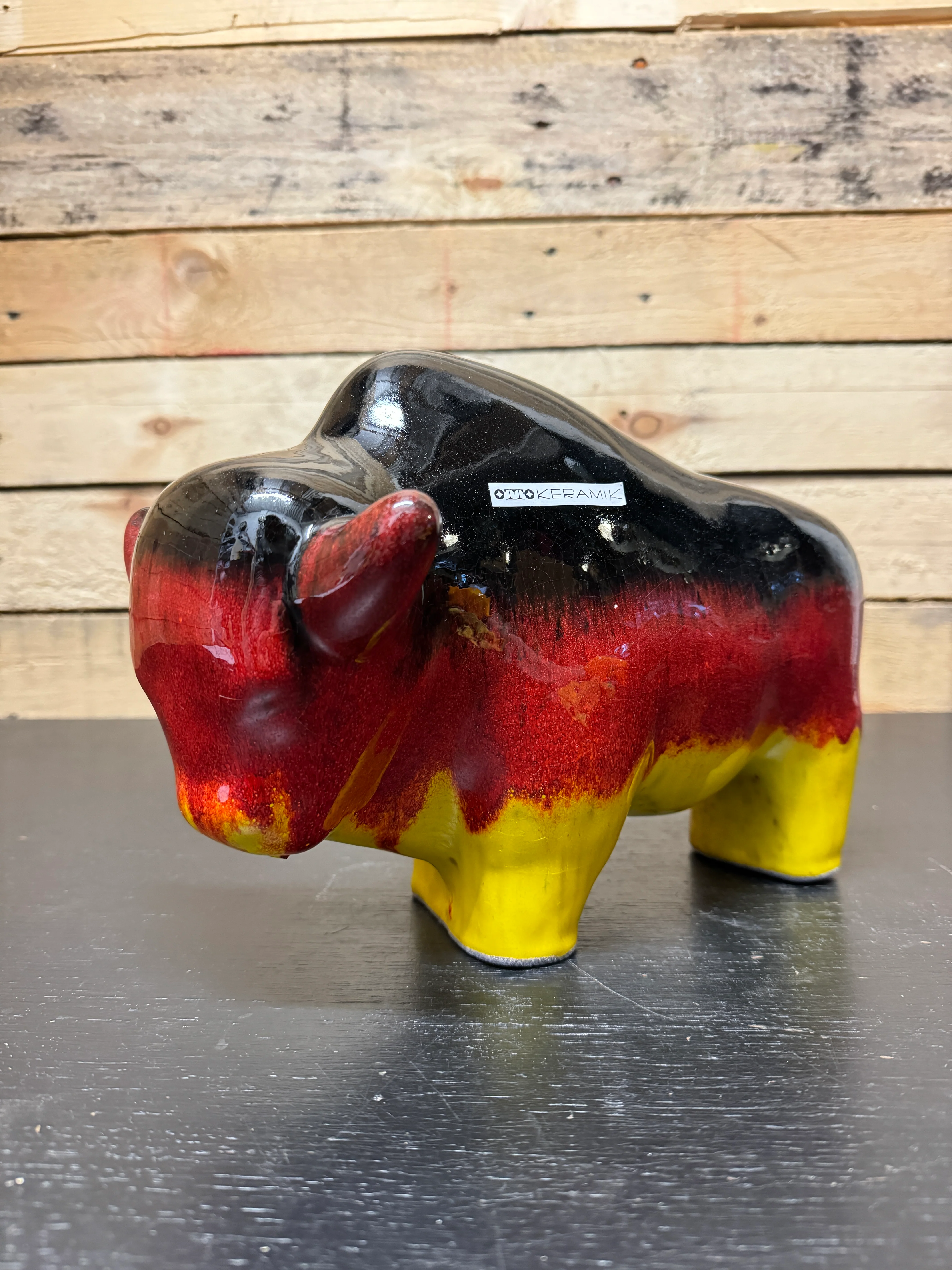 Otto Keramik Large Ceramic Bison West German Pottery Fat Lava - Image 2