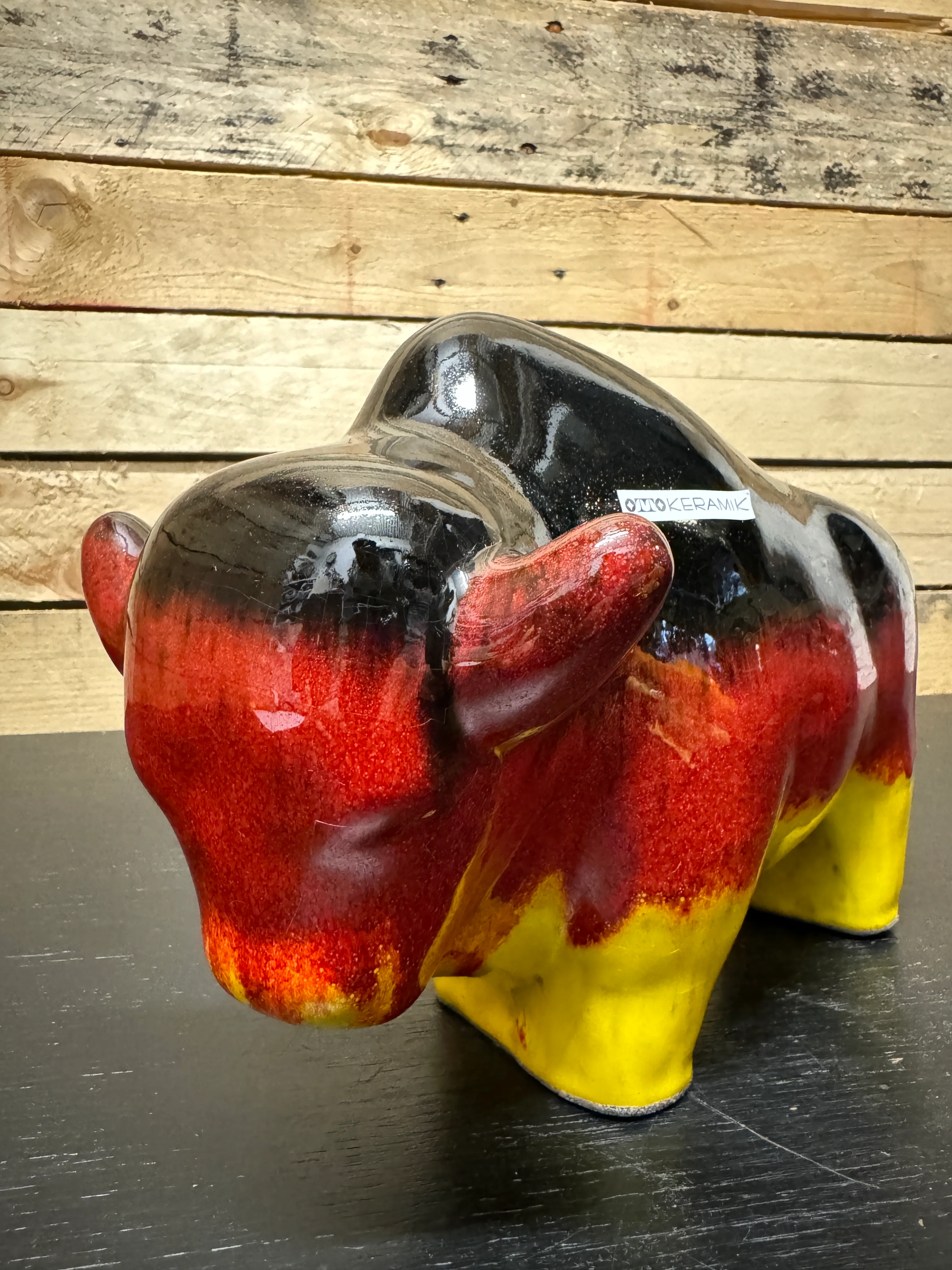 Otto Keramik Large Ceramic Bison West German Pottery Fat Lava - Image 5
