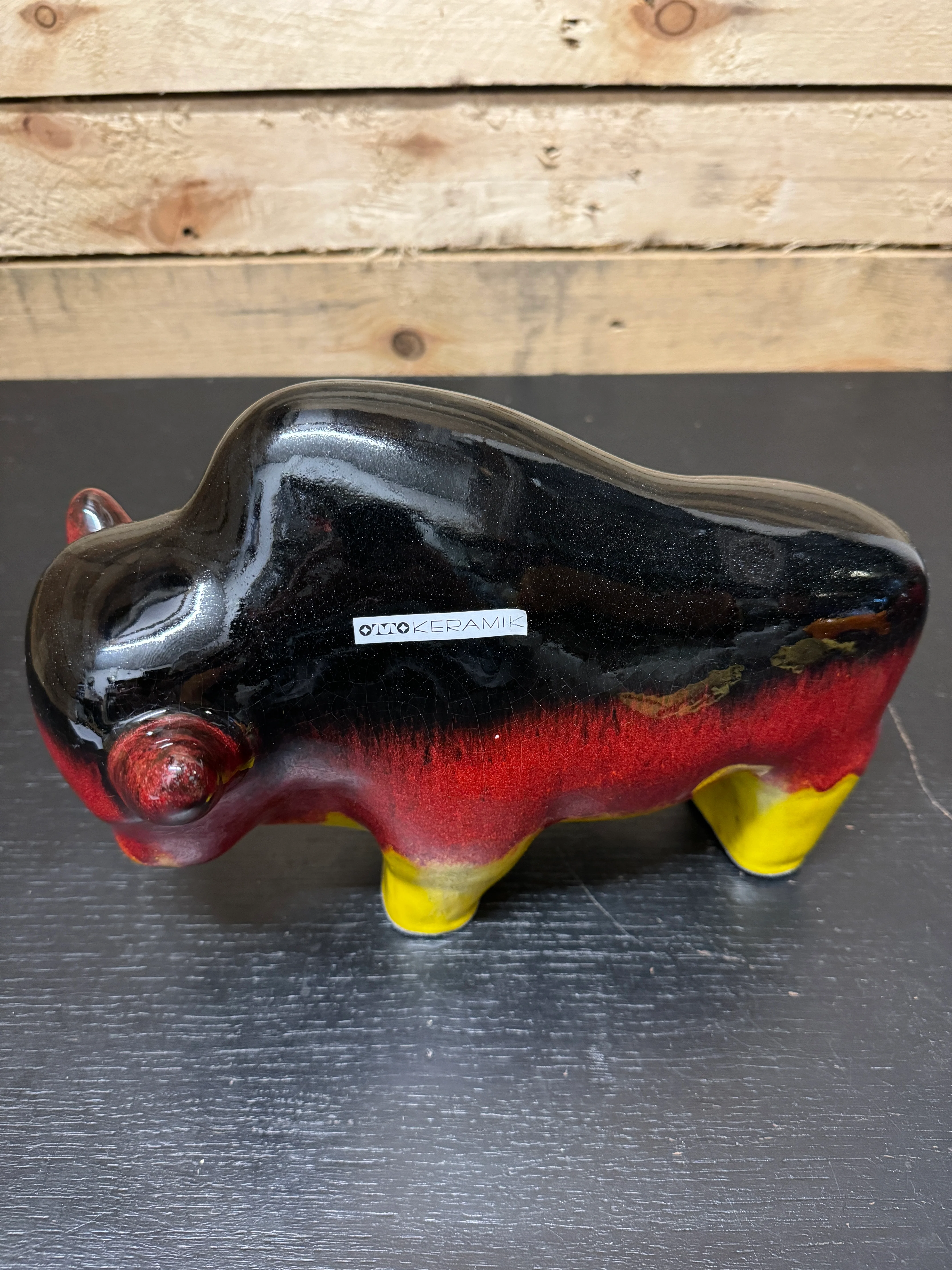 Otto Keramik Large Ceramic Bison West German Pottery Fat Lava - Image 8