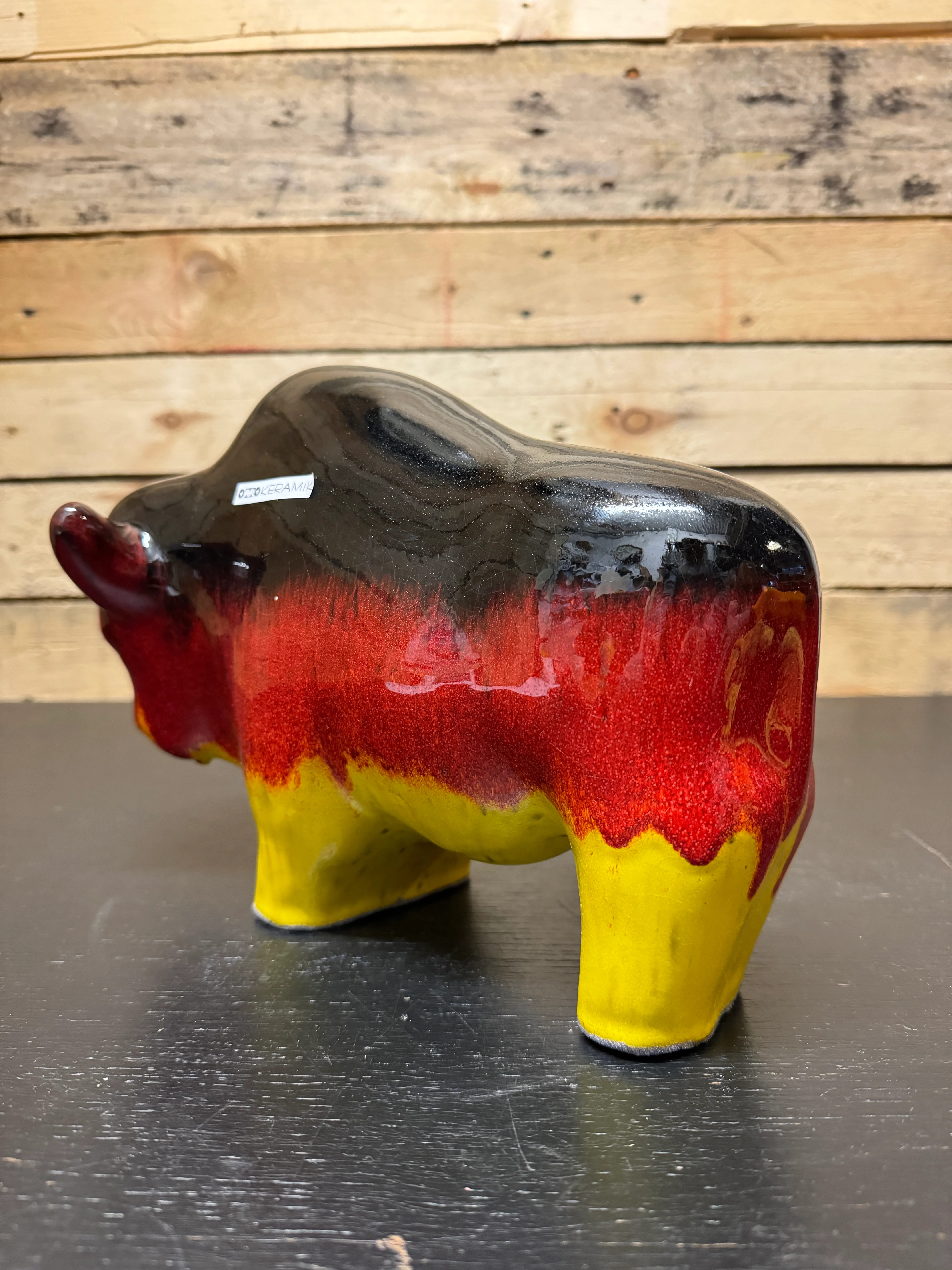 Otto Keramik Large Ceramic Bison West German Pottery Fat Lava - Image 9