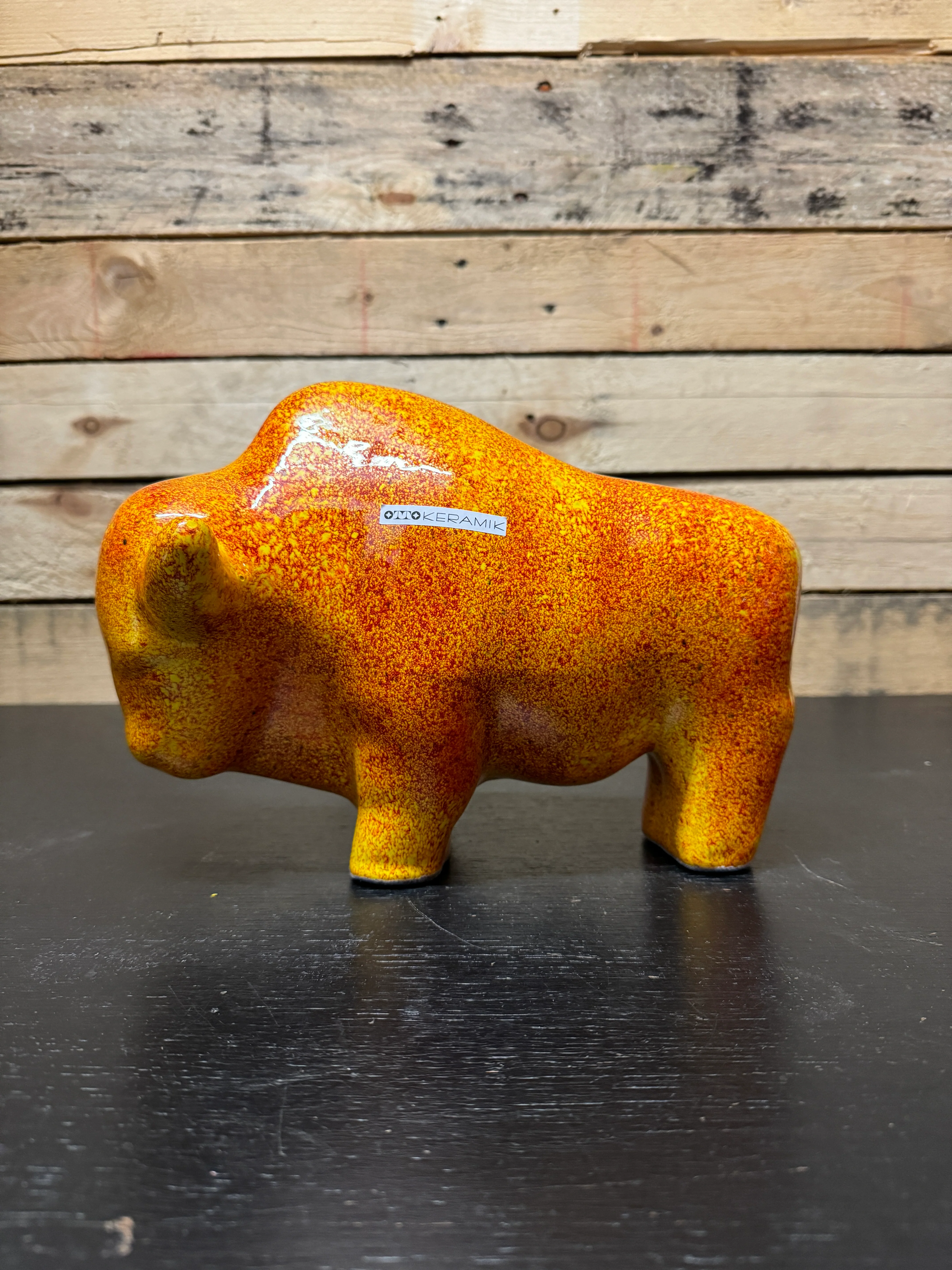 Otto Keramik Large Ceramic Bison West German Pottery Fat Lava