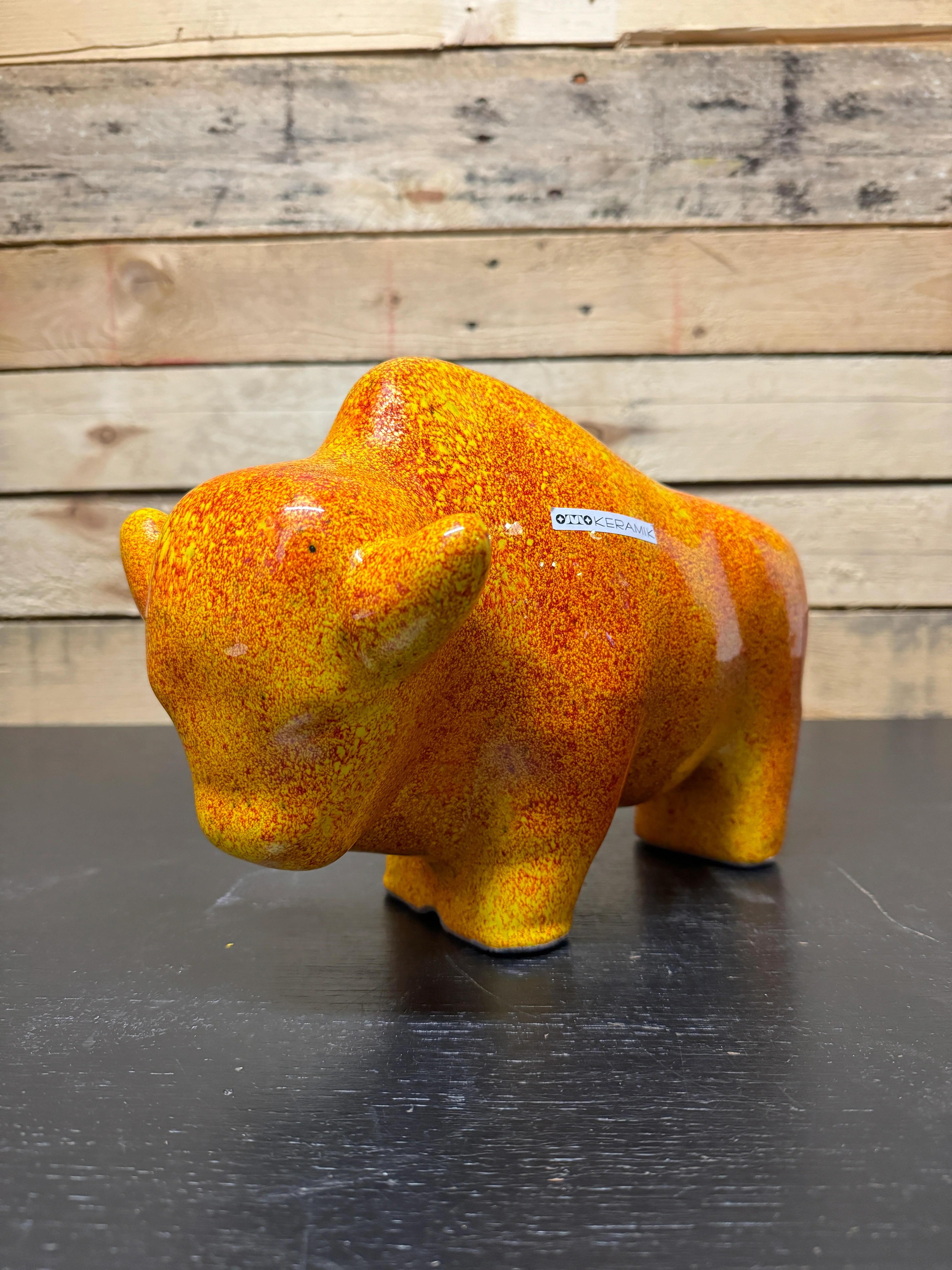 Otto Keramik Large Ceramic Bison West German Pottery Fat Lava - Image 2
