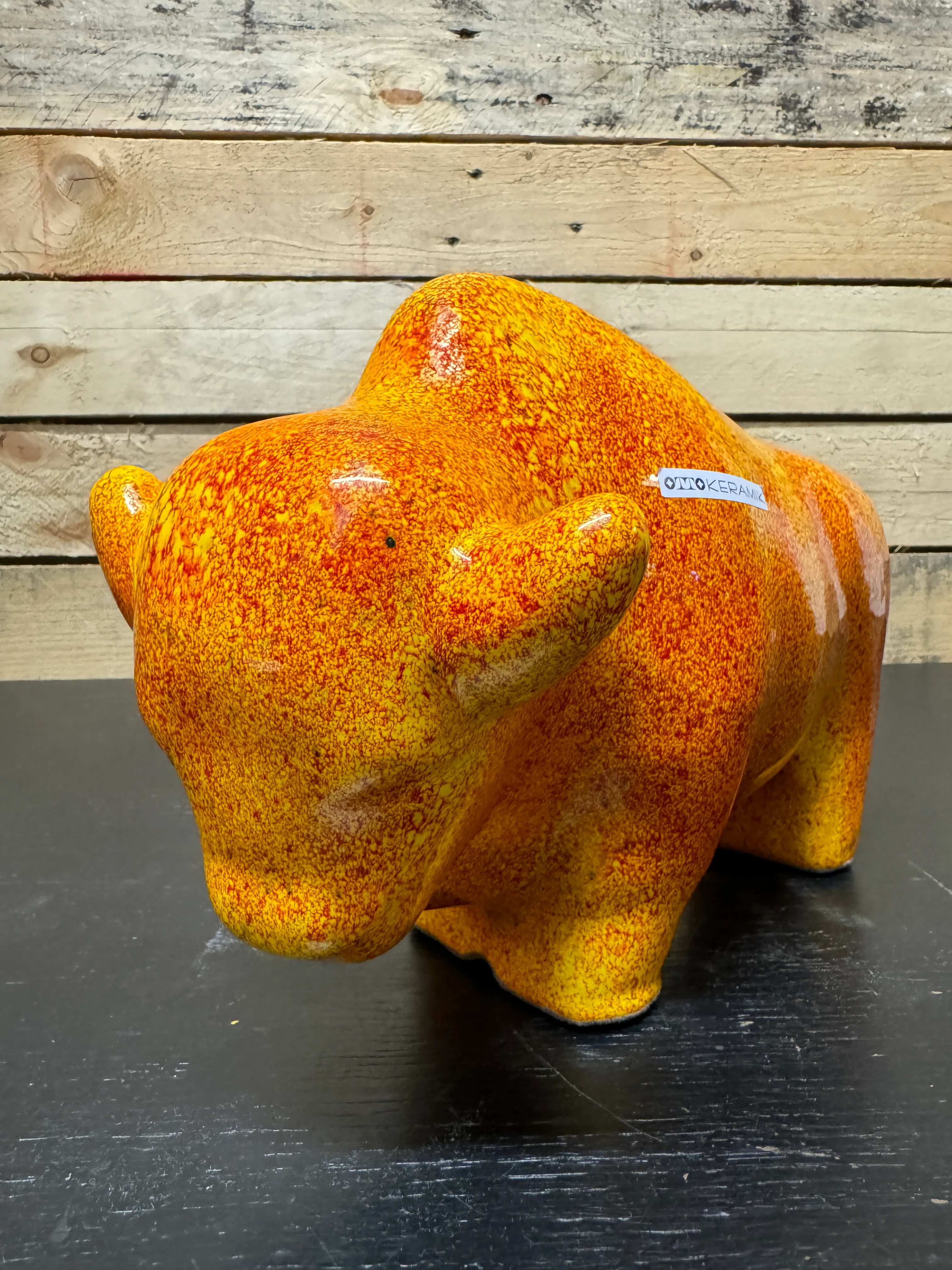 Otto Keramik Large Ceramic Bison West German Pottery Fat Lava - Image 3