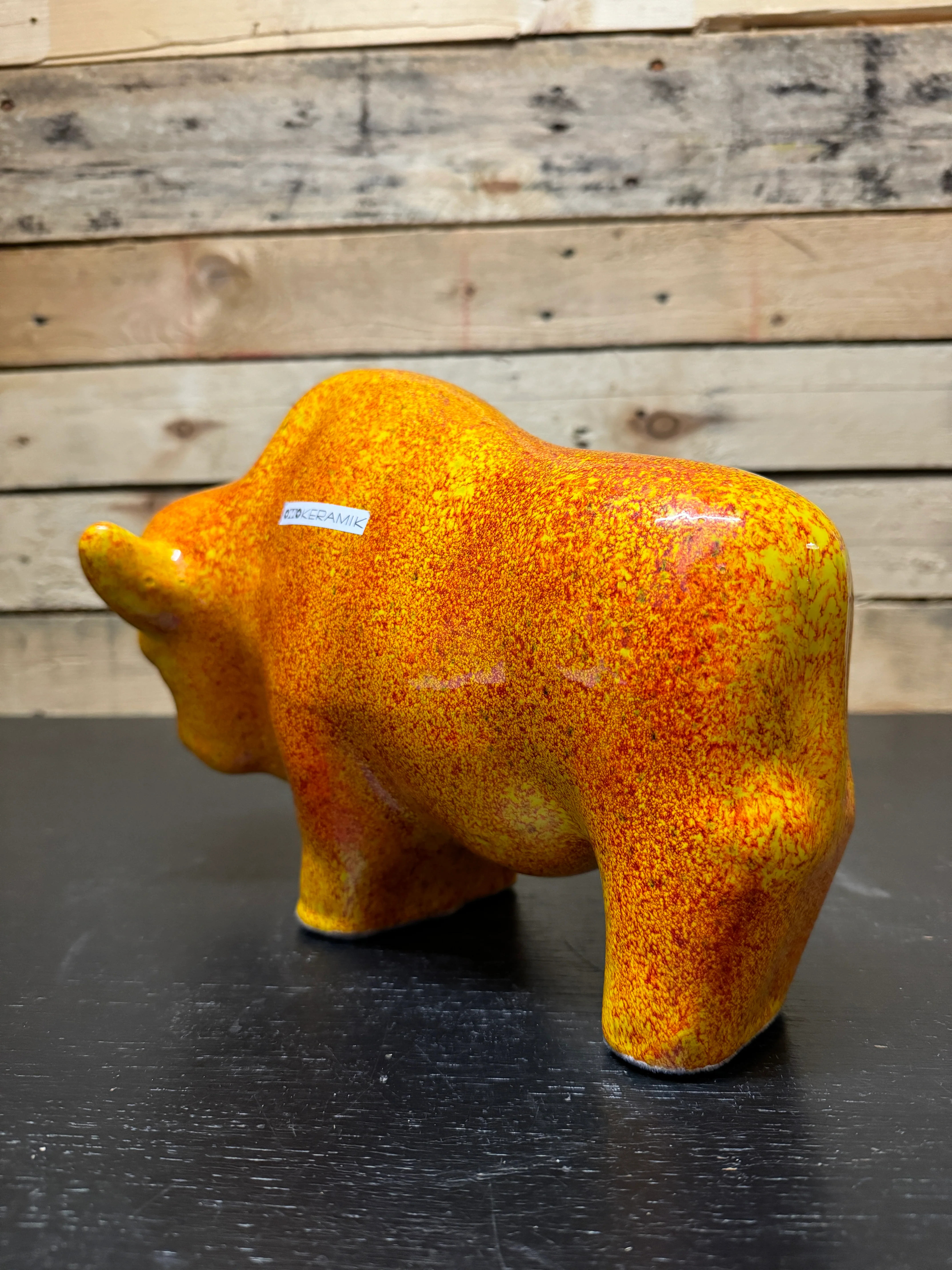 Otto Keramik Large Ceramic Bison West German Pottery Fat Lava - Image 9