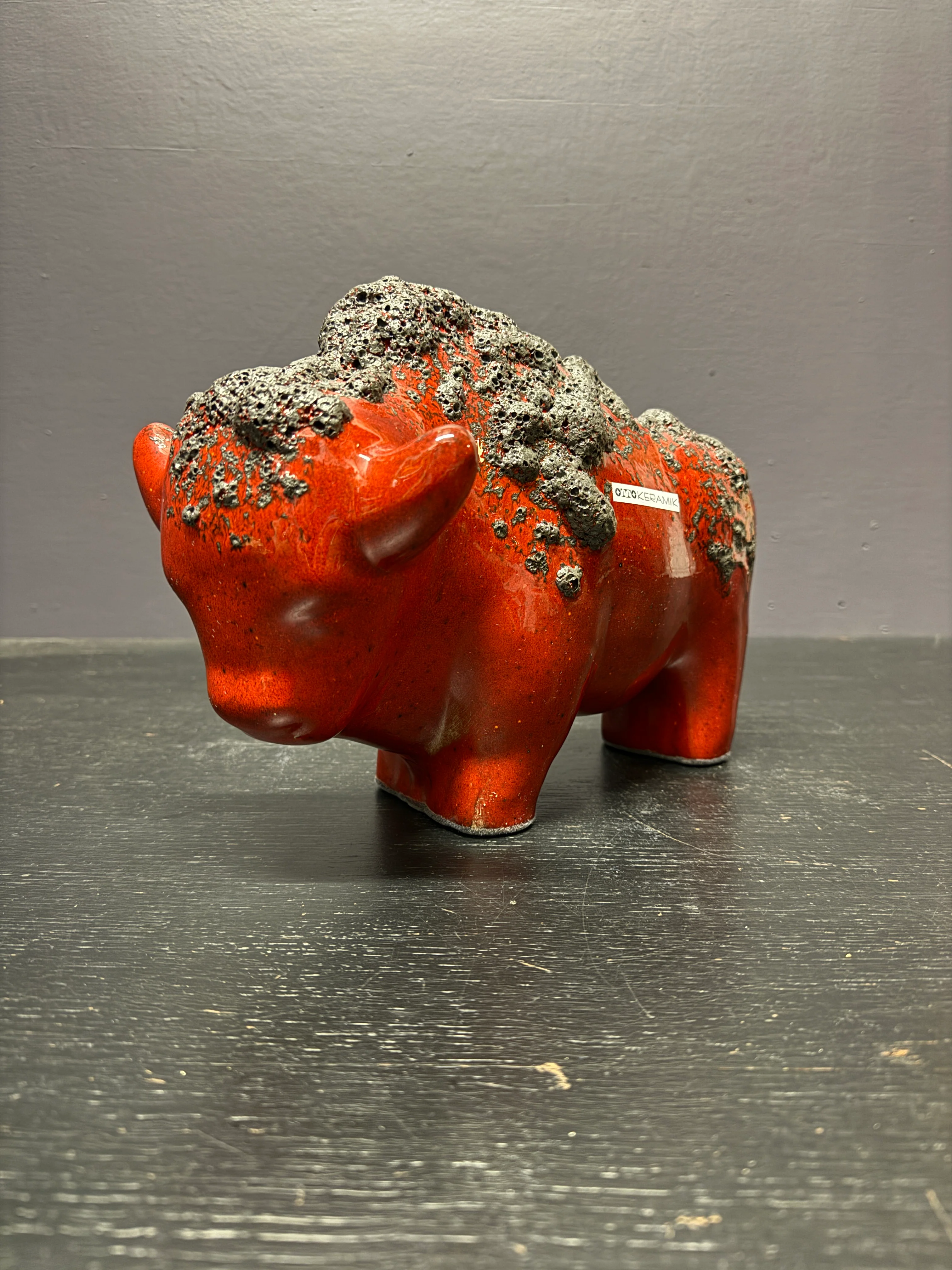 Otto Keramik Large Ceramic Bison West German Pottery Fat Lava - Image 2