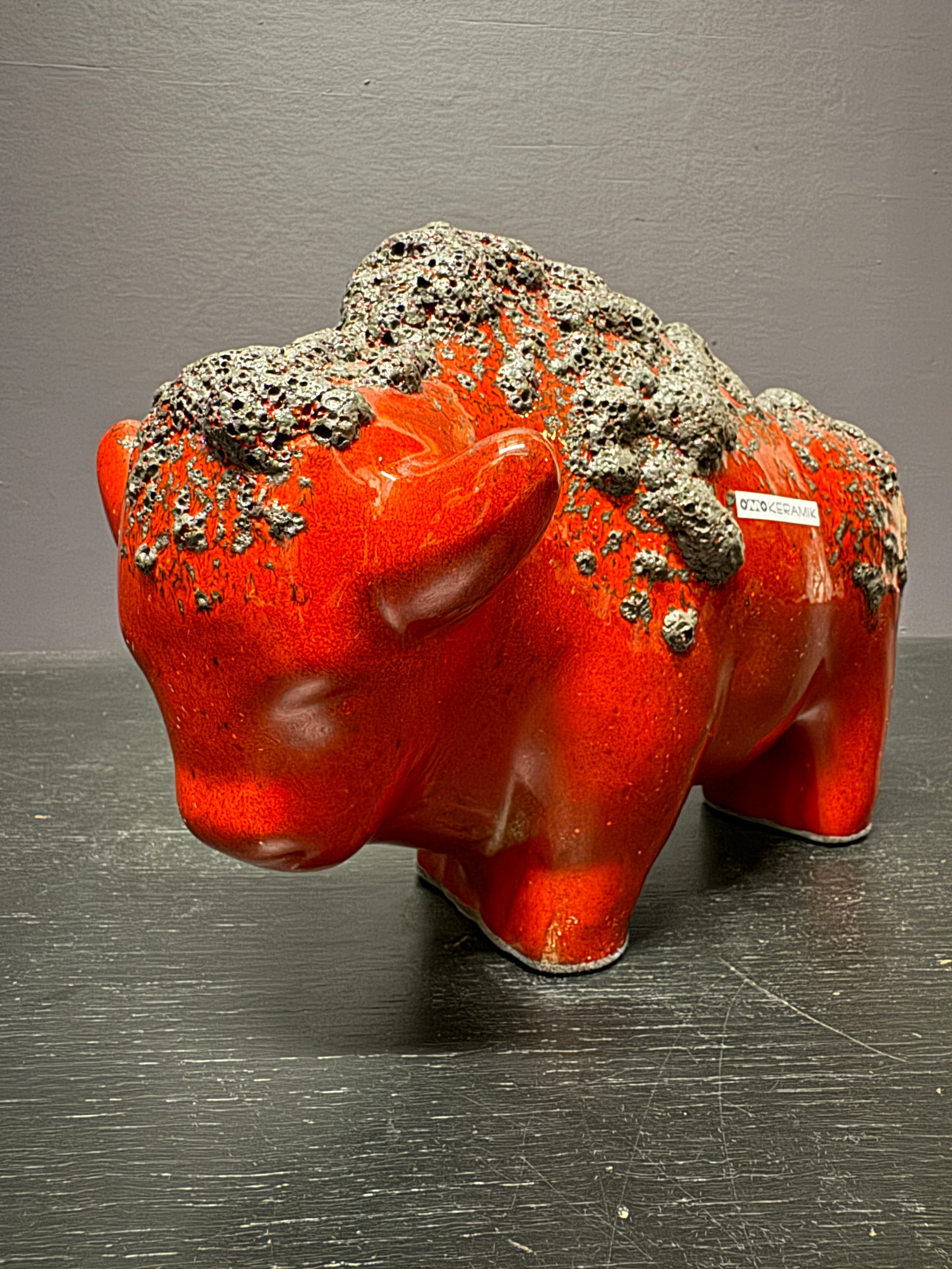 Otto Keramik Large Ceramic Bison West German Pottery Fat Lava - Image 3