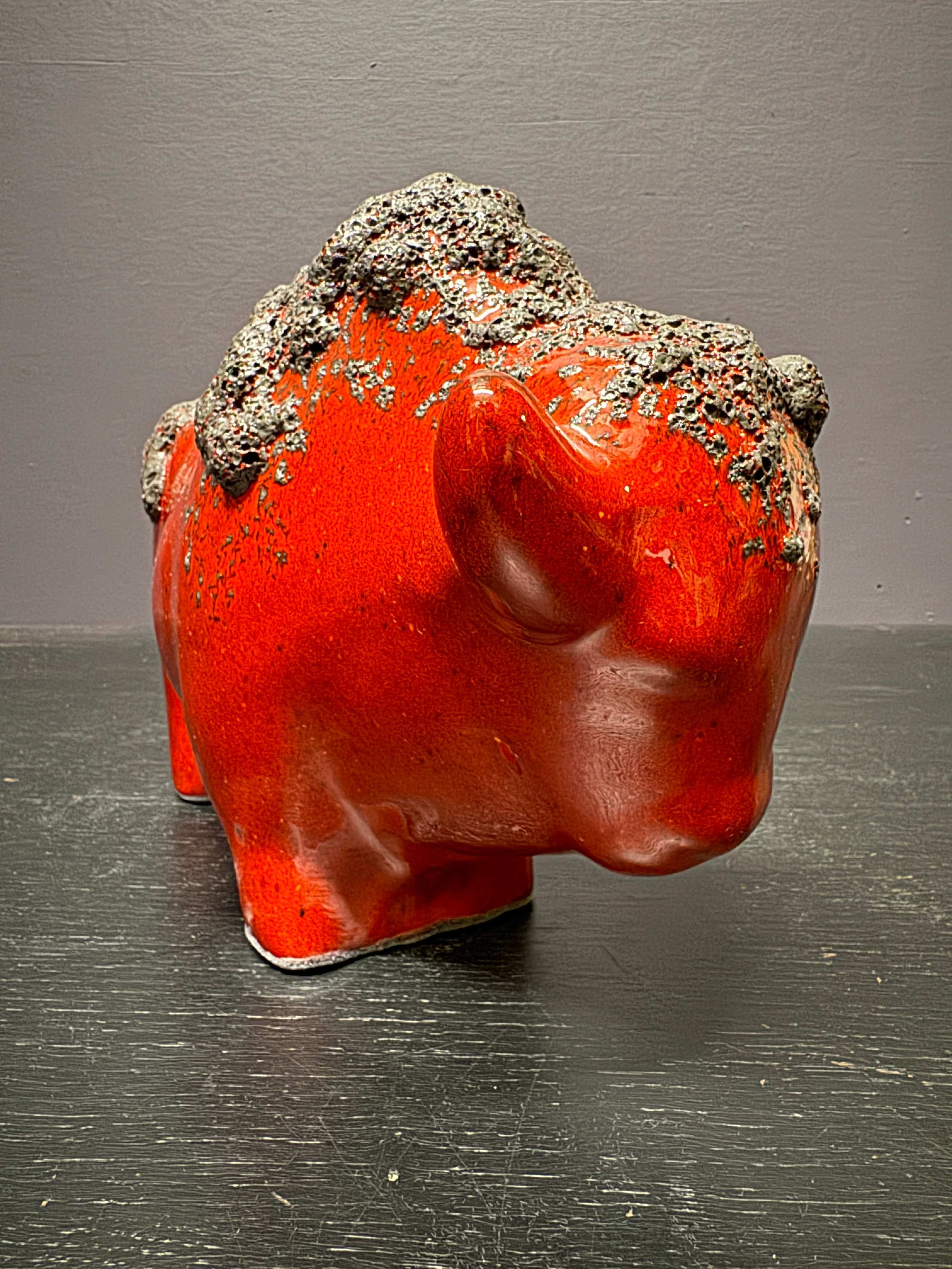 Otto Keramik Large Ceramic Bison West German Pottery Fat Lava - Image 5