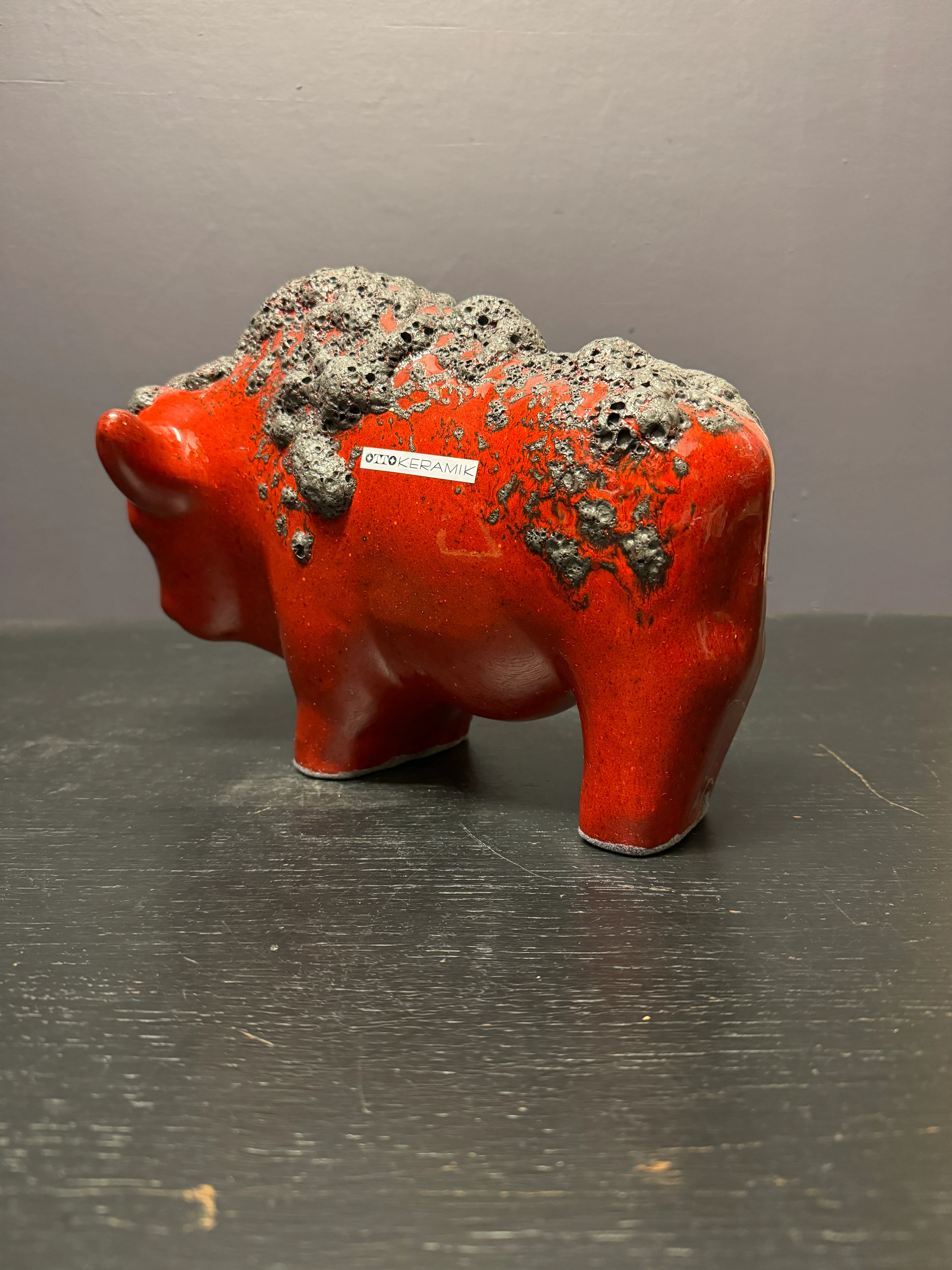 Otto Keramik Large Ceramic Bison West German Pottery Fat Lava - Image 9