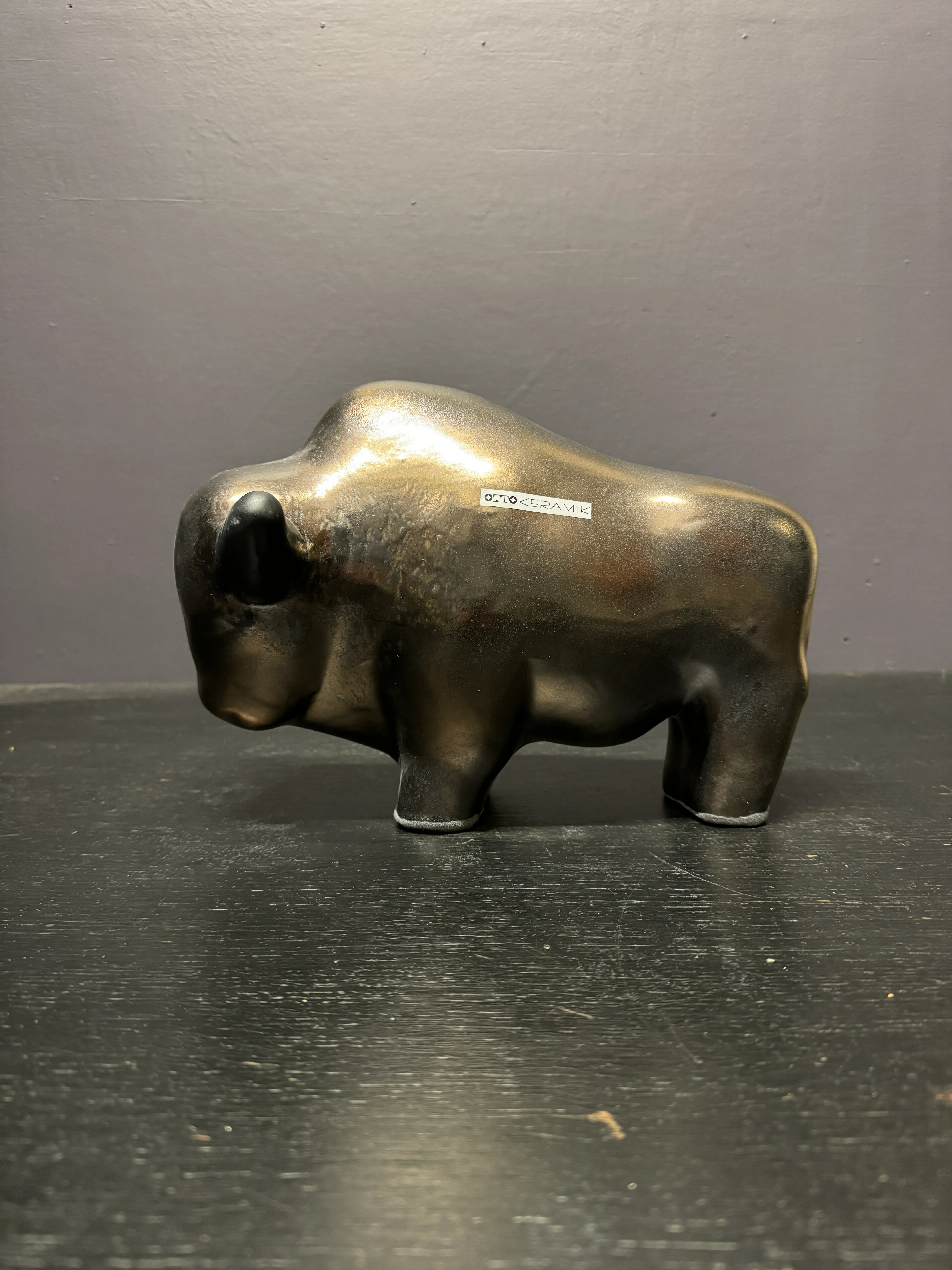 Otto Keramik Large Ceramic Bison West German Pottery Fat Lava