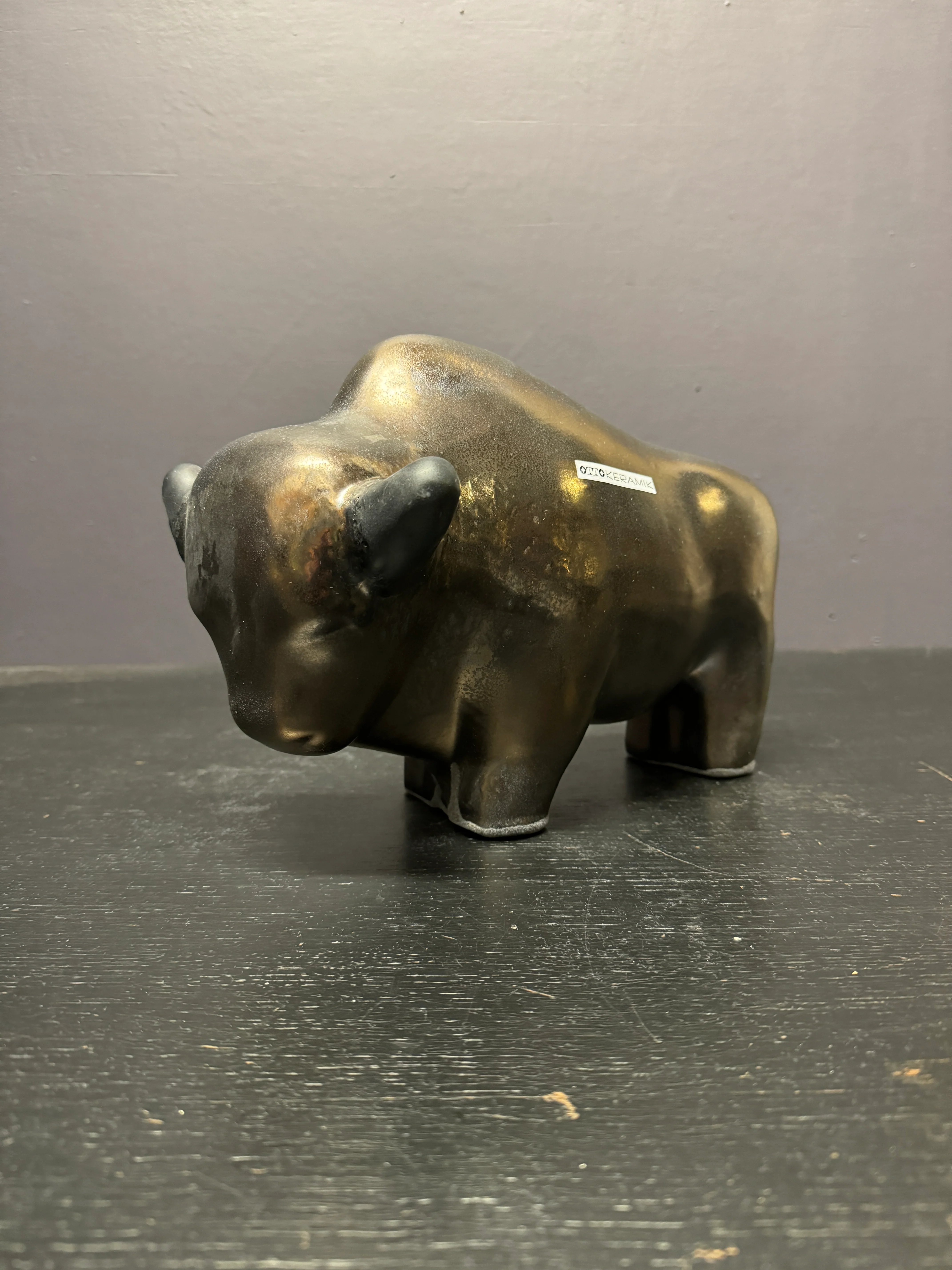 Otto Keramik Large Ceramic Bison West German Pottery Fat Lava - Image 2