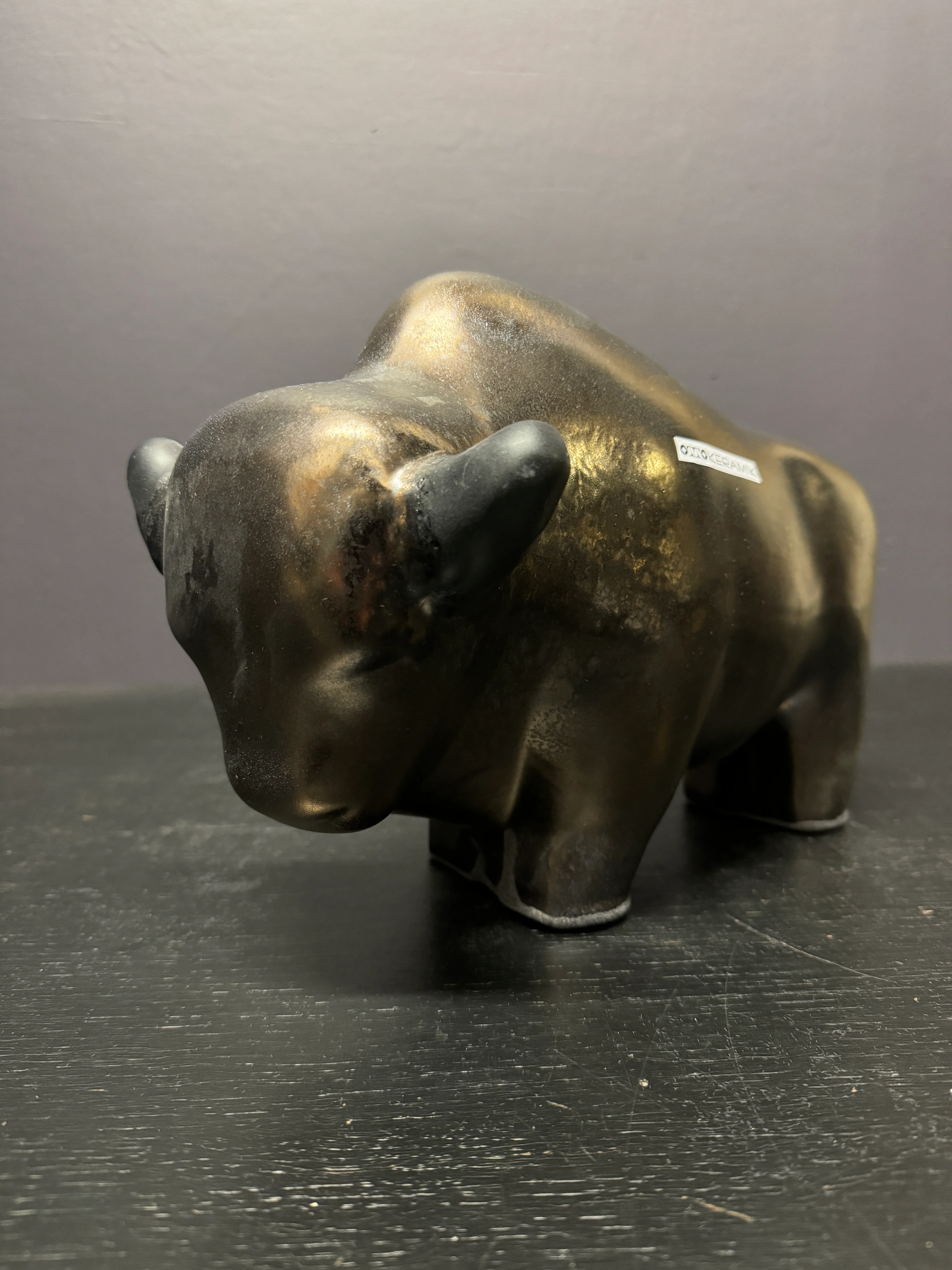 Otto Keramik Large Ceramic Bison West German Pottery Fat Lava - Image 3