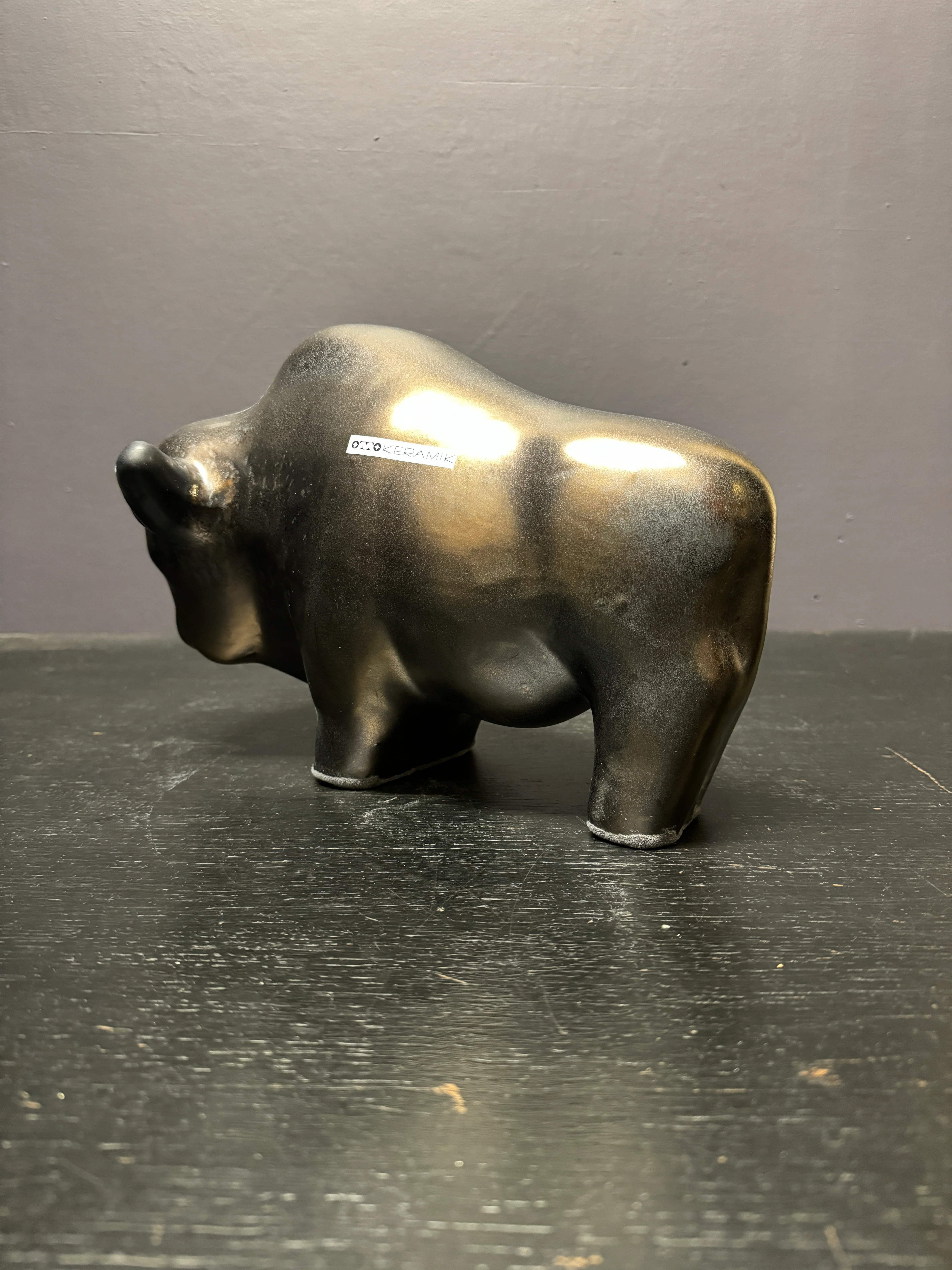 Otto Keramik Large Ceramic Bison West German Pottery Fat Lava - Image 9