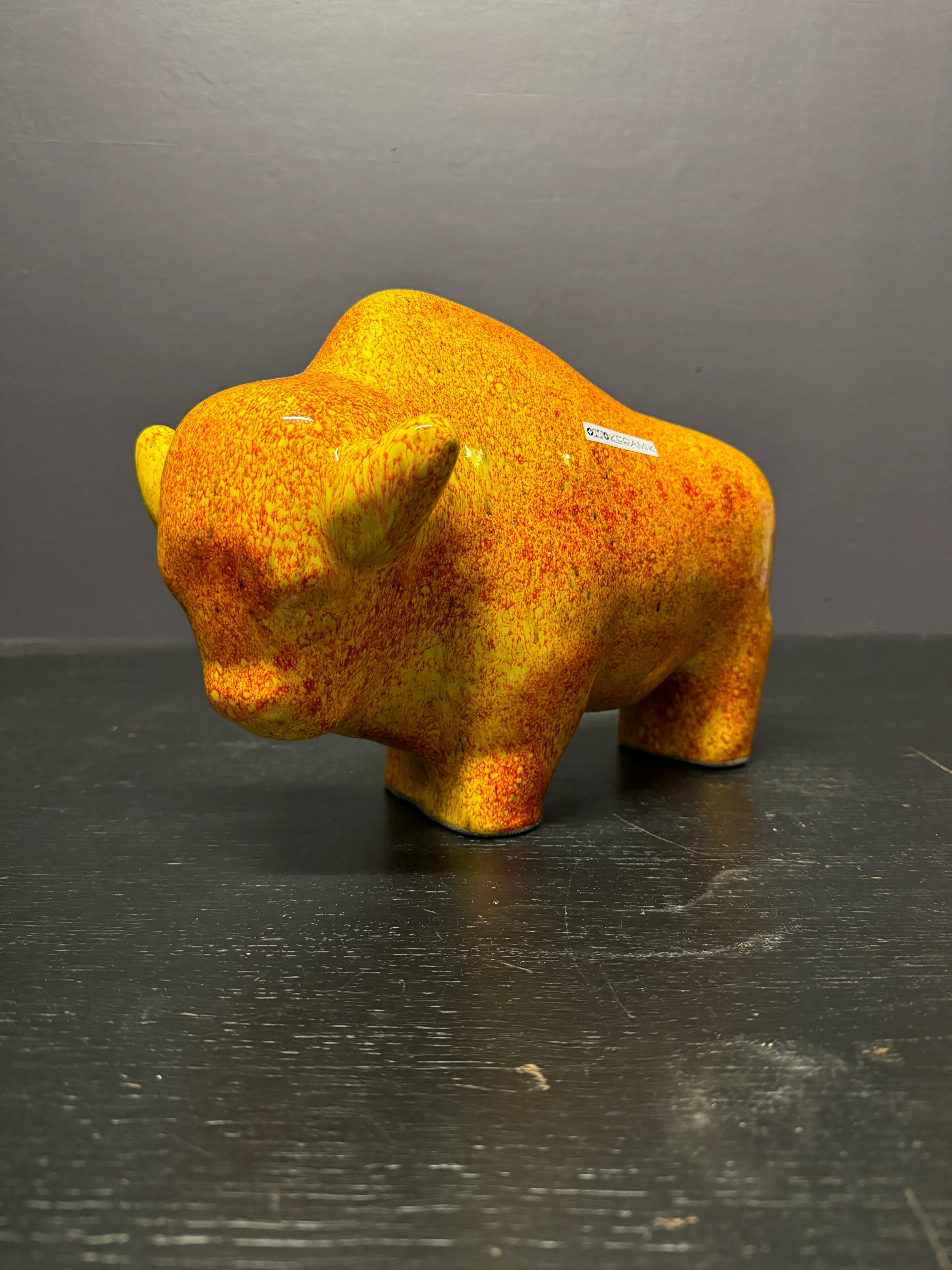 Otto Keramik Large Ceramic Bison West German Pottery Fat Lava - Image 2