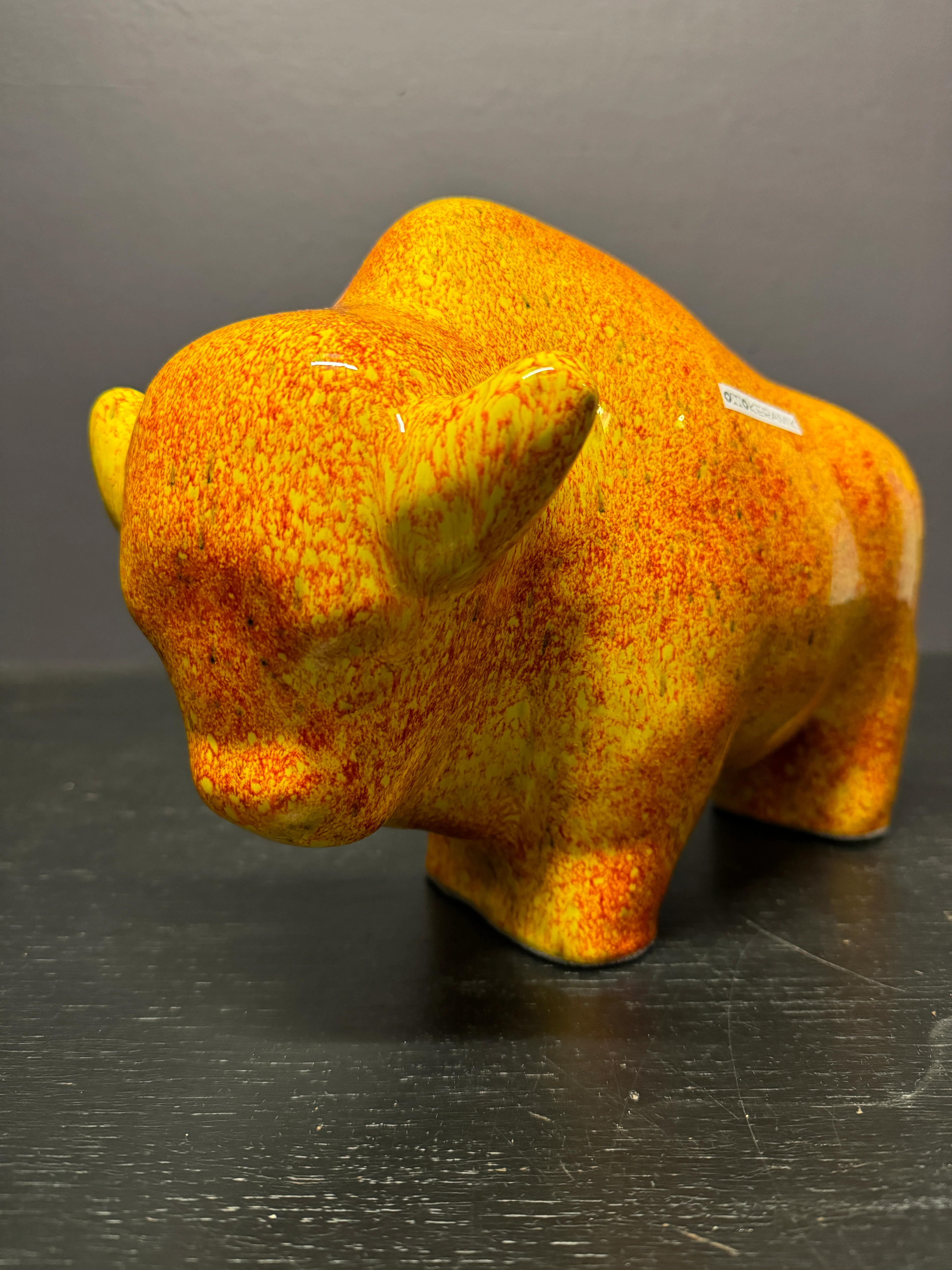 Otto Keramik Large Ceramic Bison West German Pottery Fat Lava - Image 3