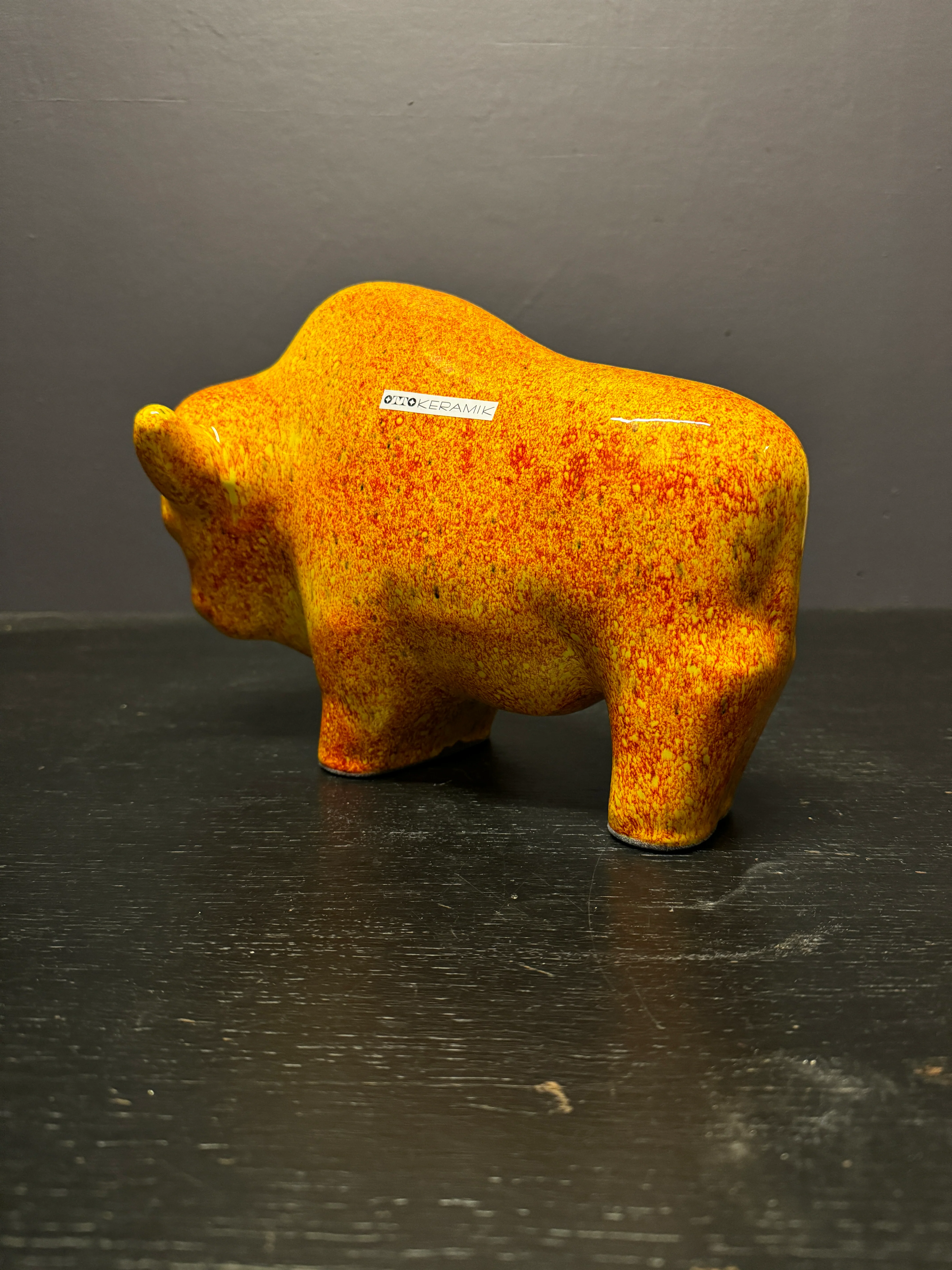 Otto Keramik Large Ceramic Bison West German Pottery Fat Lava - Image 9