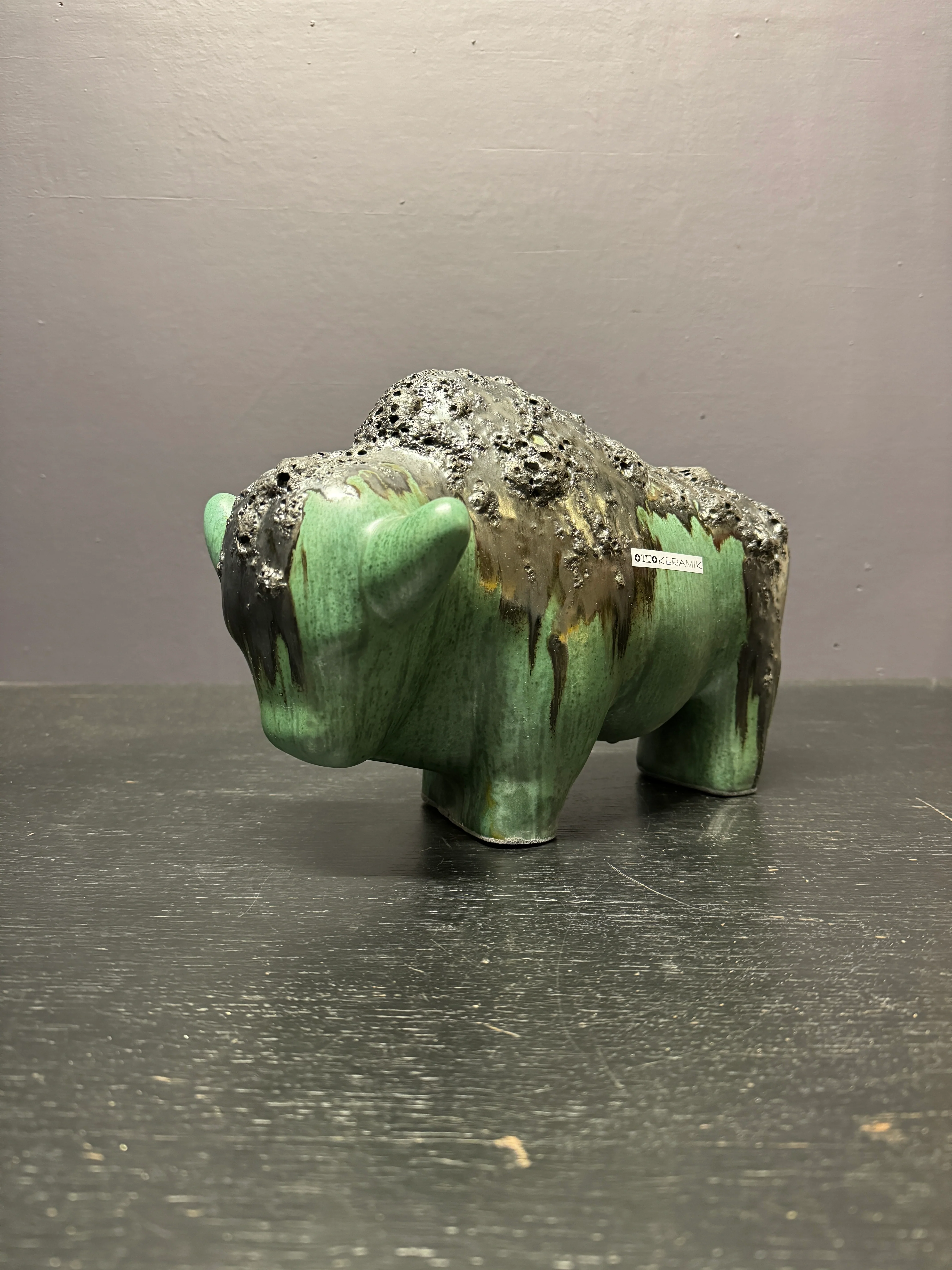 Otto Keramik Large Ceramic Bison West German Pottery Fat Lava - Image 2