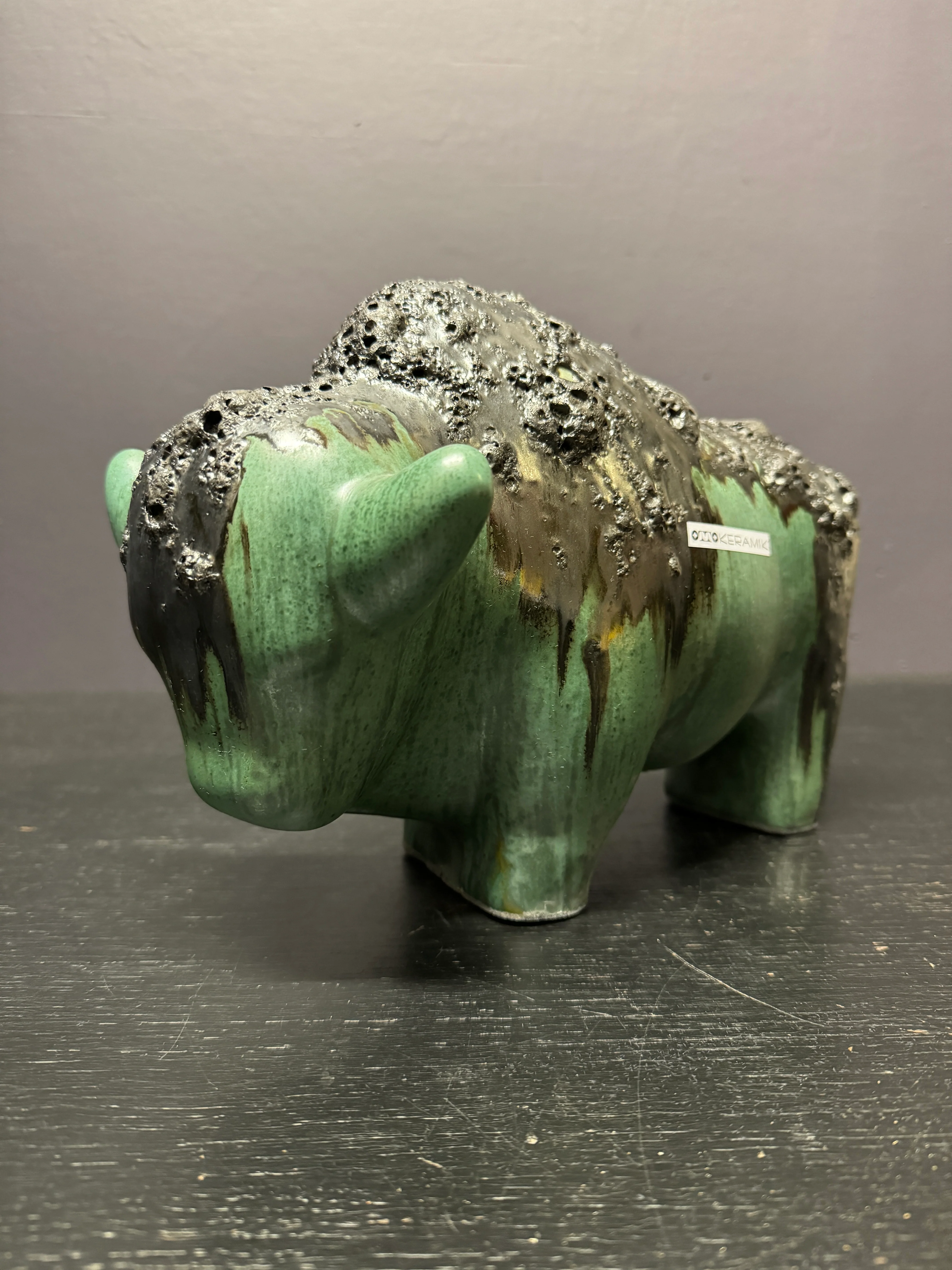Otto Keramik Large Ceramic Bison West German Pottery Fat Lava - Image 3