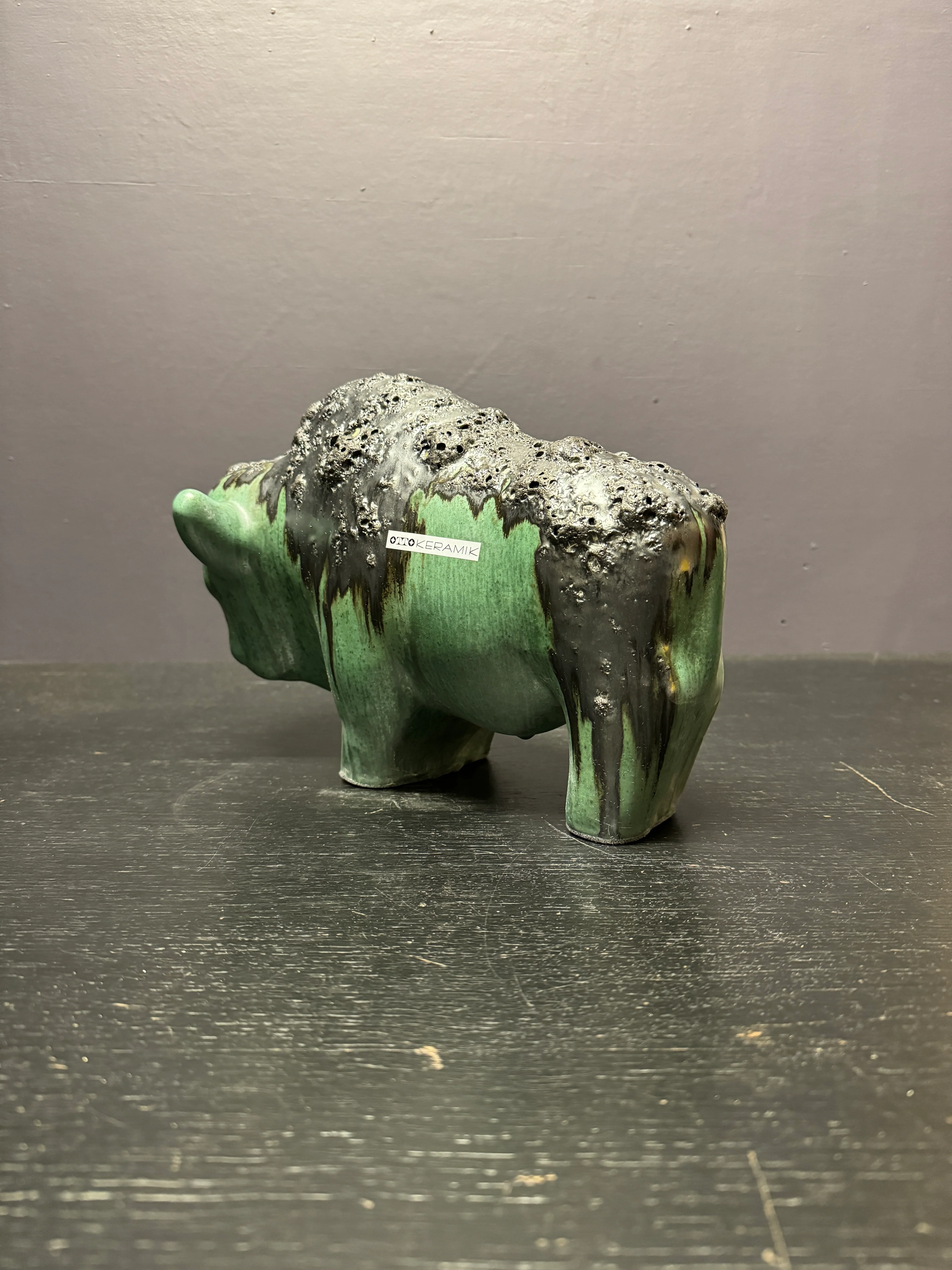 Otto Keramik Large Ceramic Bison West German Pottery Fat Lava - Image 9