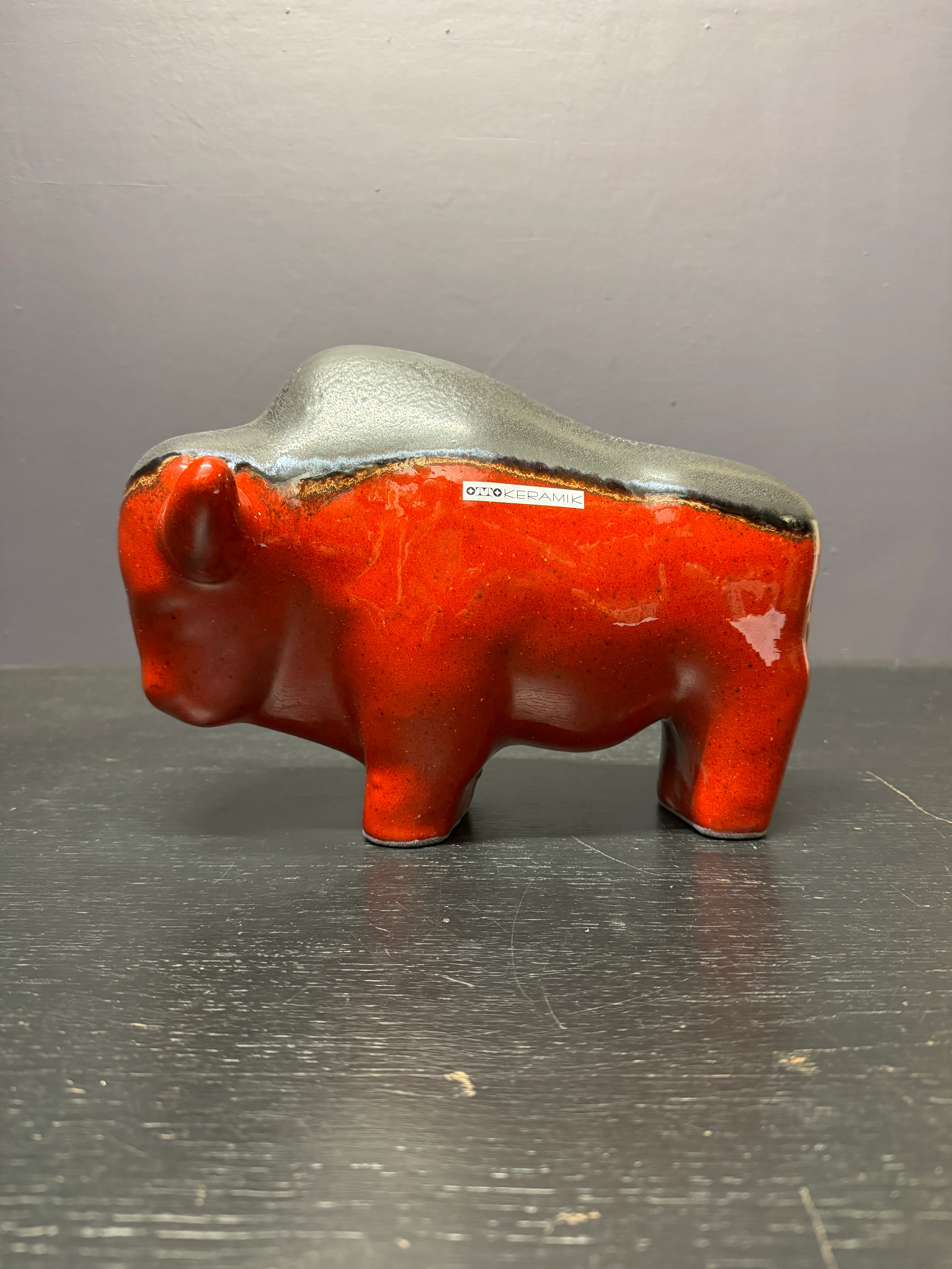 Otto Keramik Large Ceramic Bison West German Pottery Fat Lava