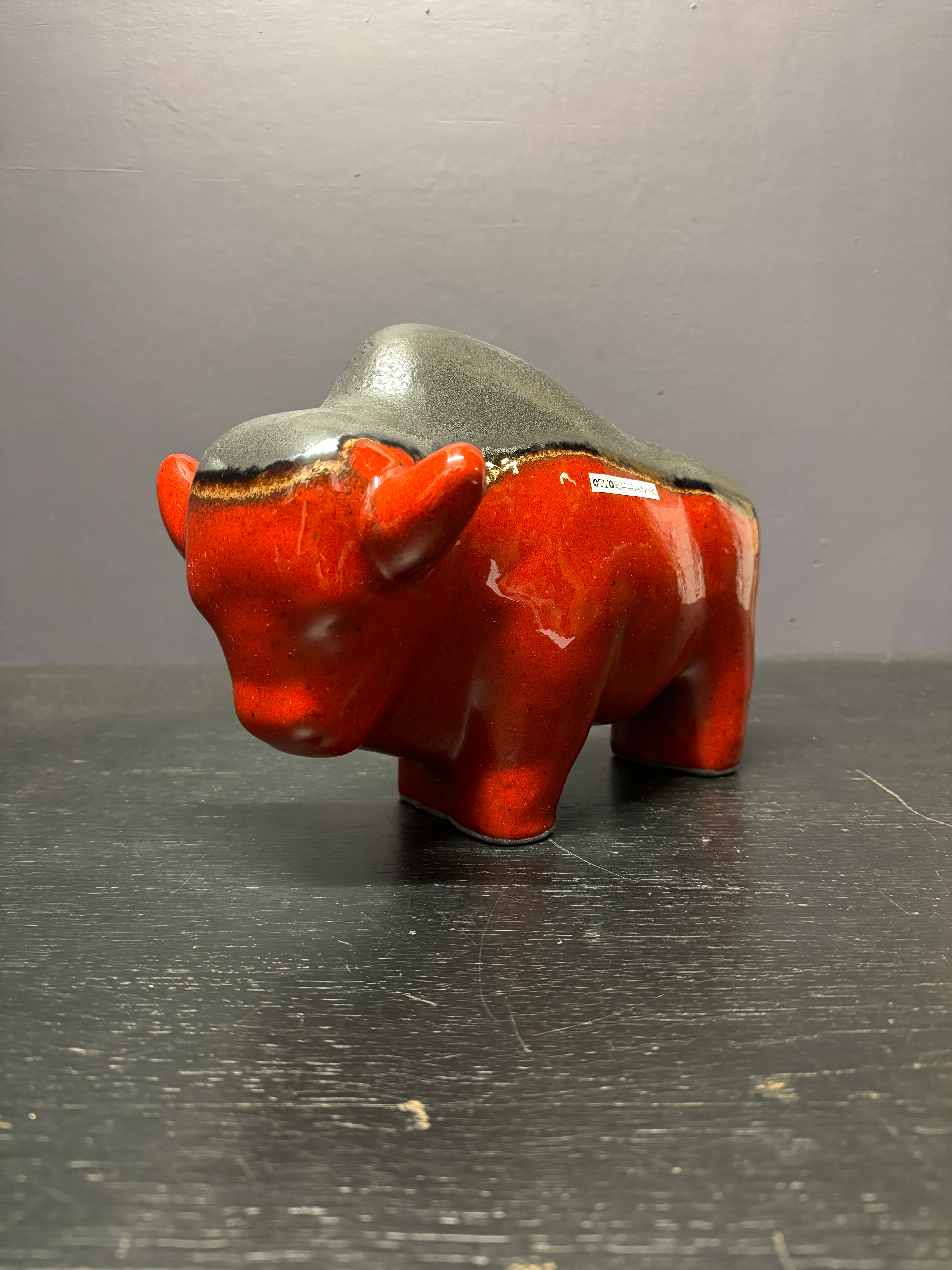 Otto Keramik Large Ceramic Bison West German Pottery Fat Lava - Image 2