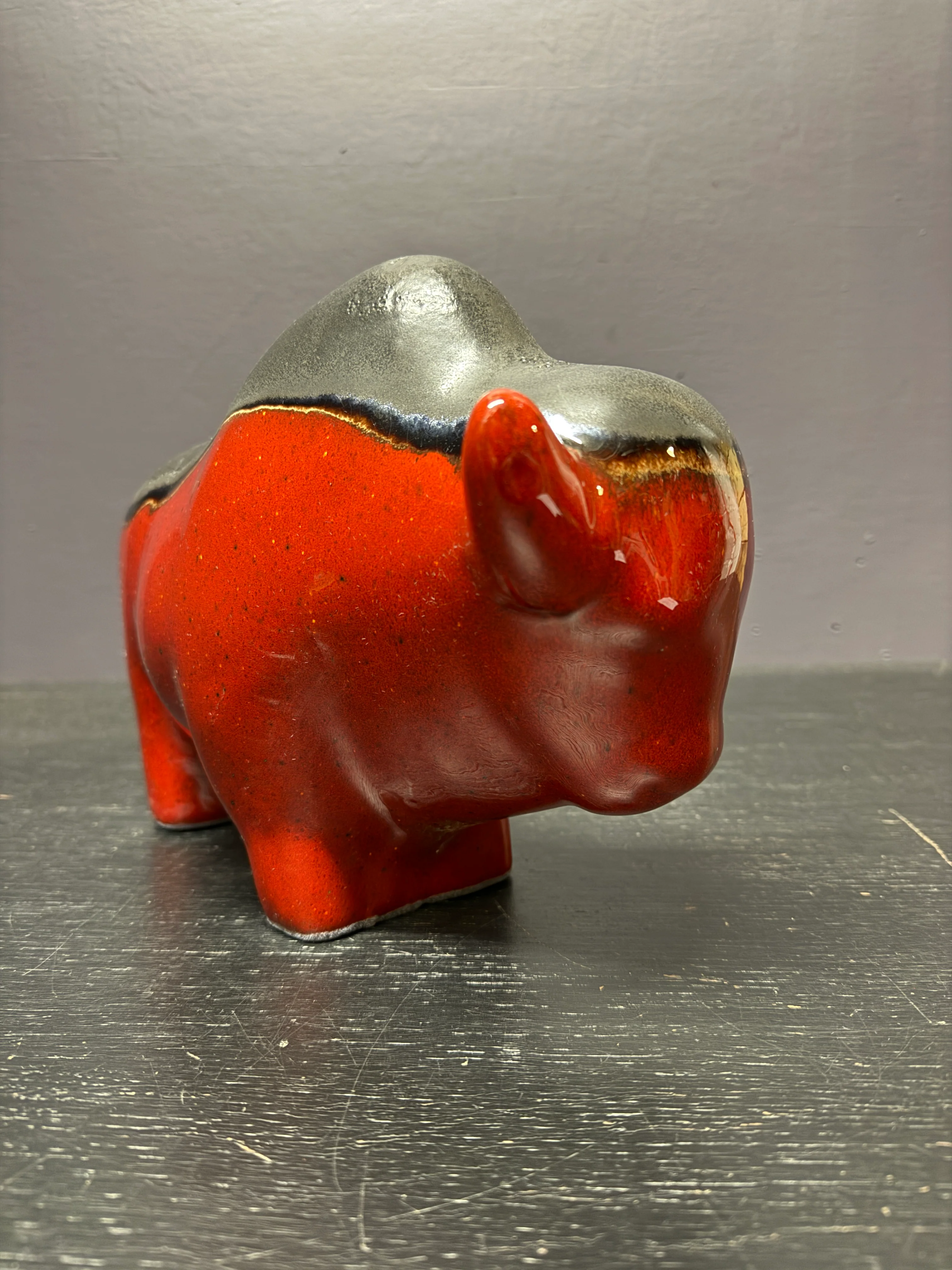Otto Keramik Large Ceramic Bison West German Pottery Fat Lava - Image 5