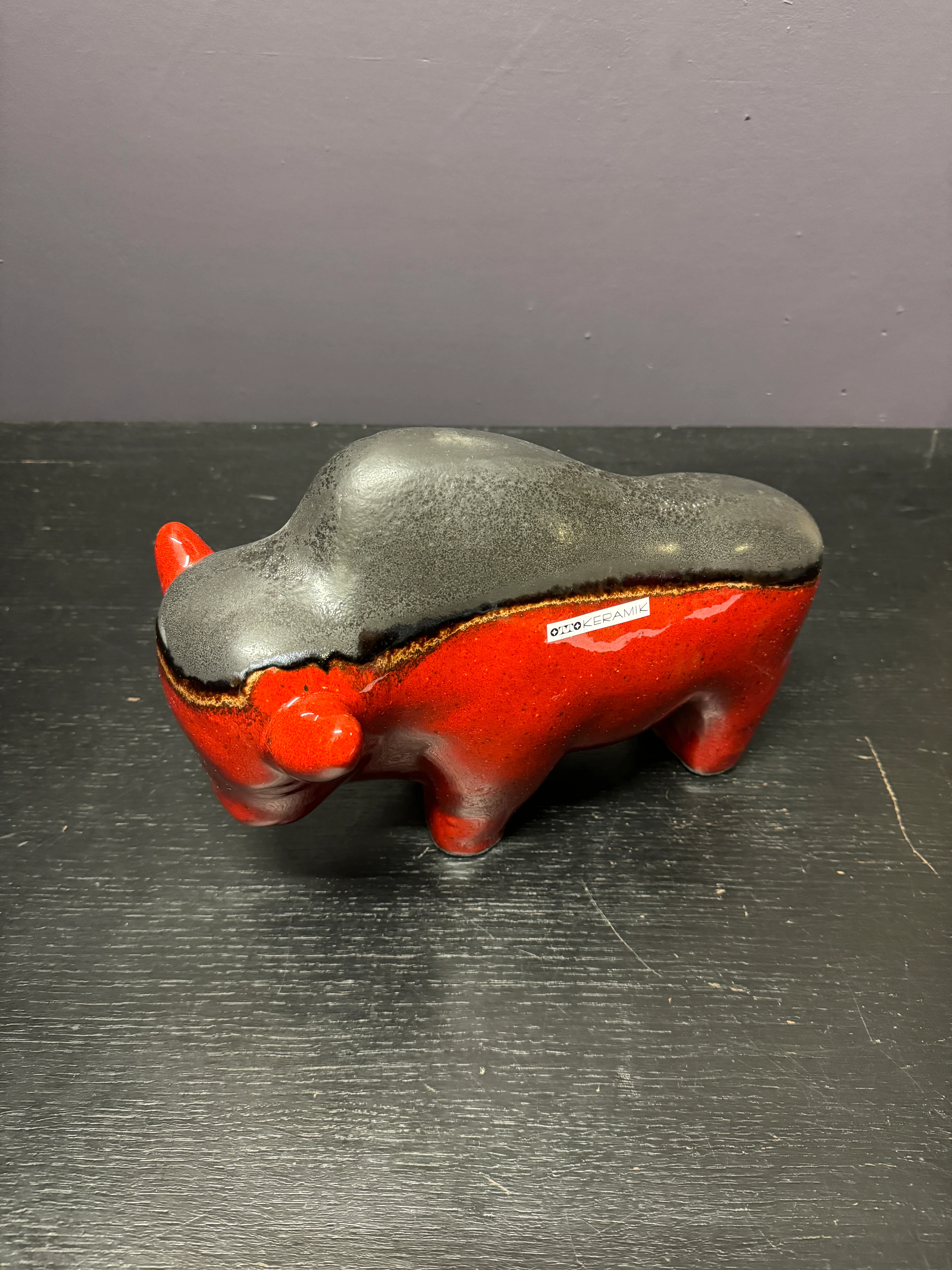 Otto Keramik Large Ceramic Bison West German Pottery Fat Lava - Image 8