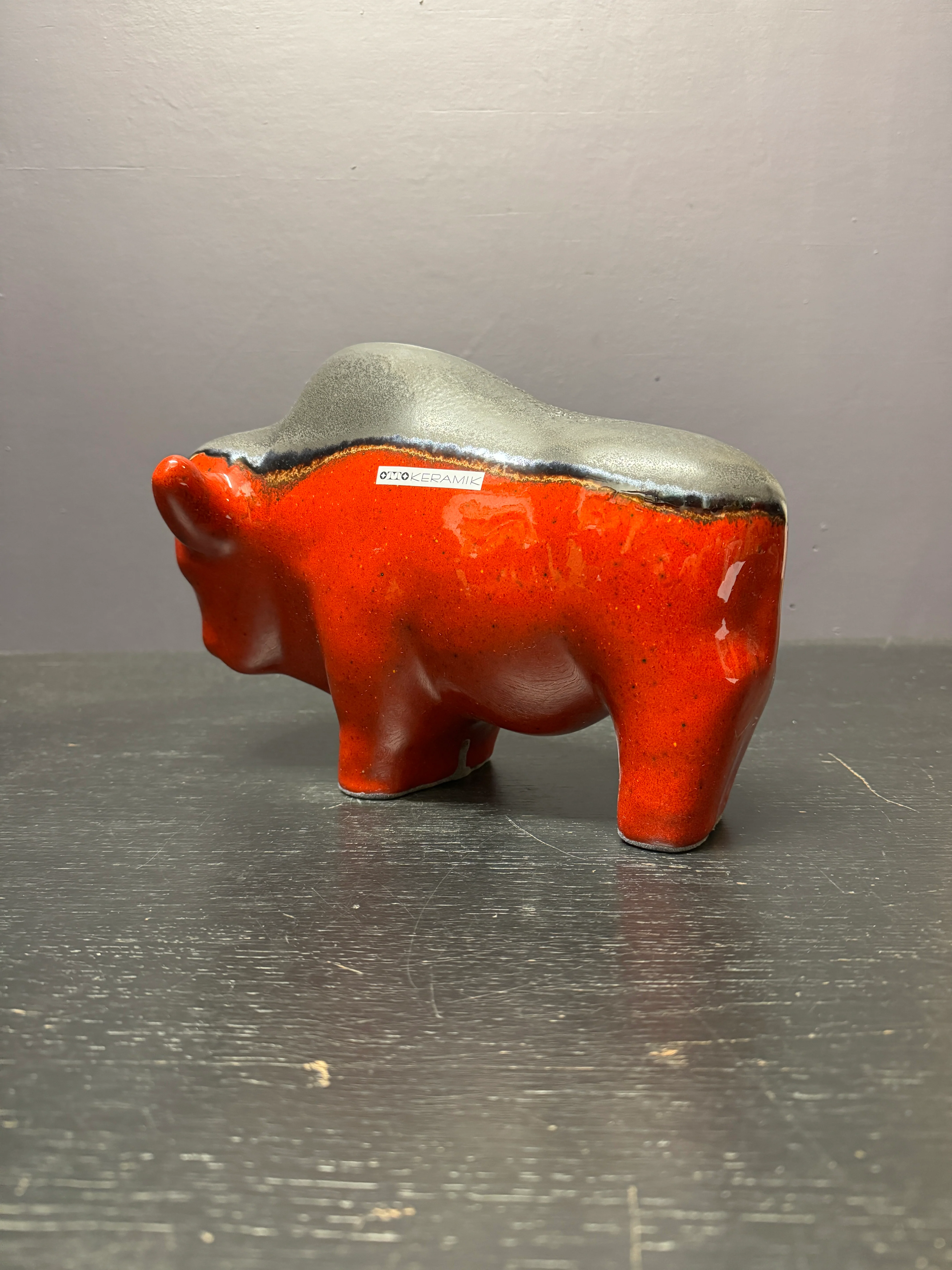 Otto Keramik Large Ceramic Bison West German Pottery Fat Lava - Image 9