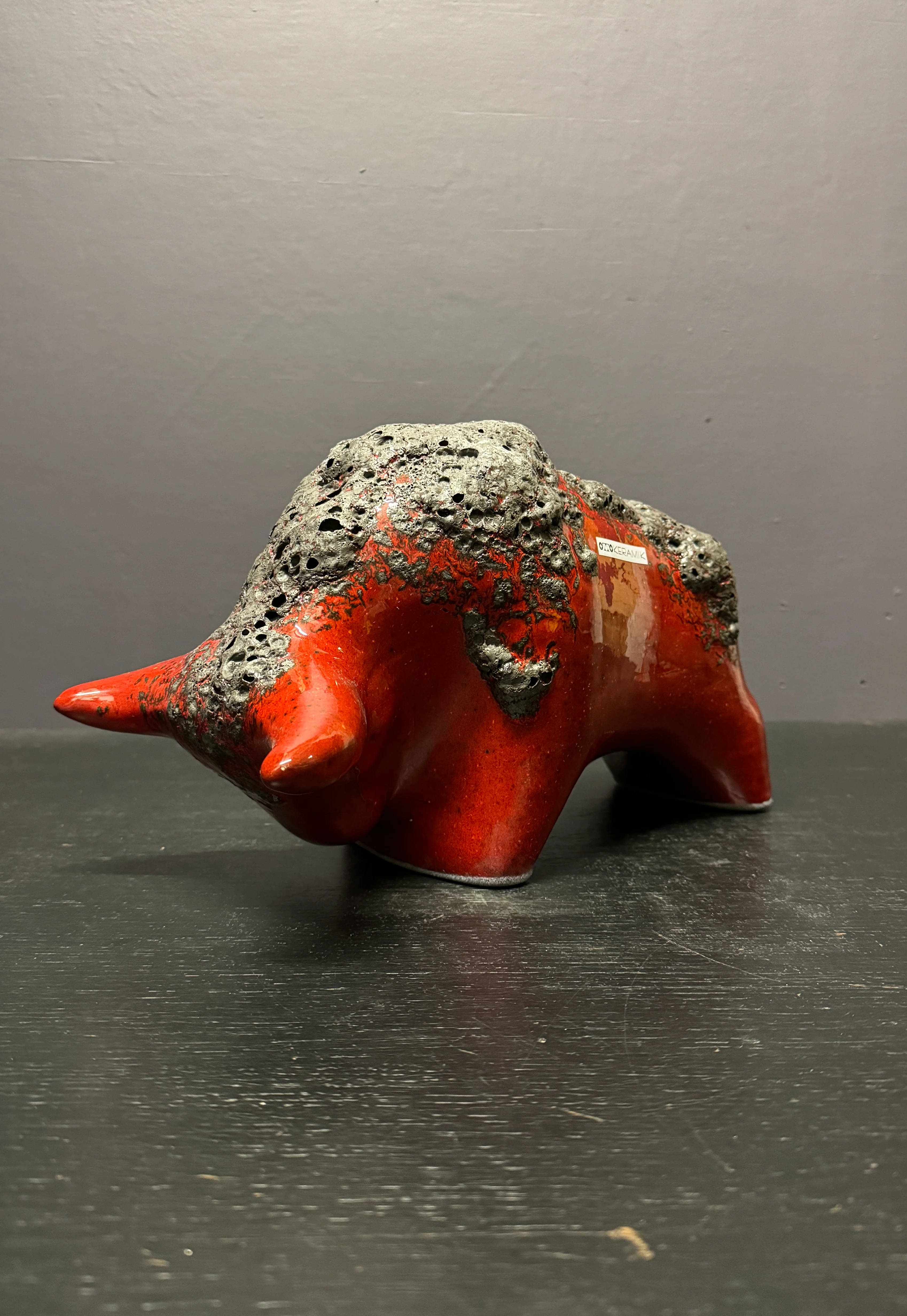 Otto Keramik Large Ceramic Bull West German Pottery Fat Lava - Image 2