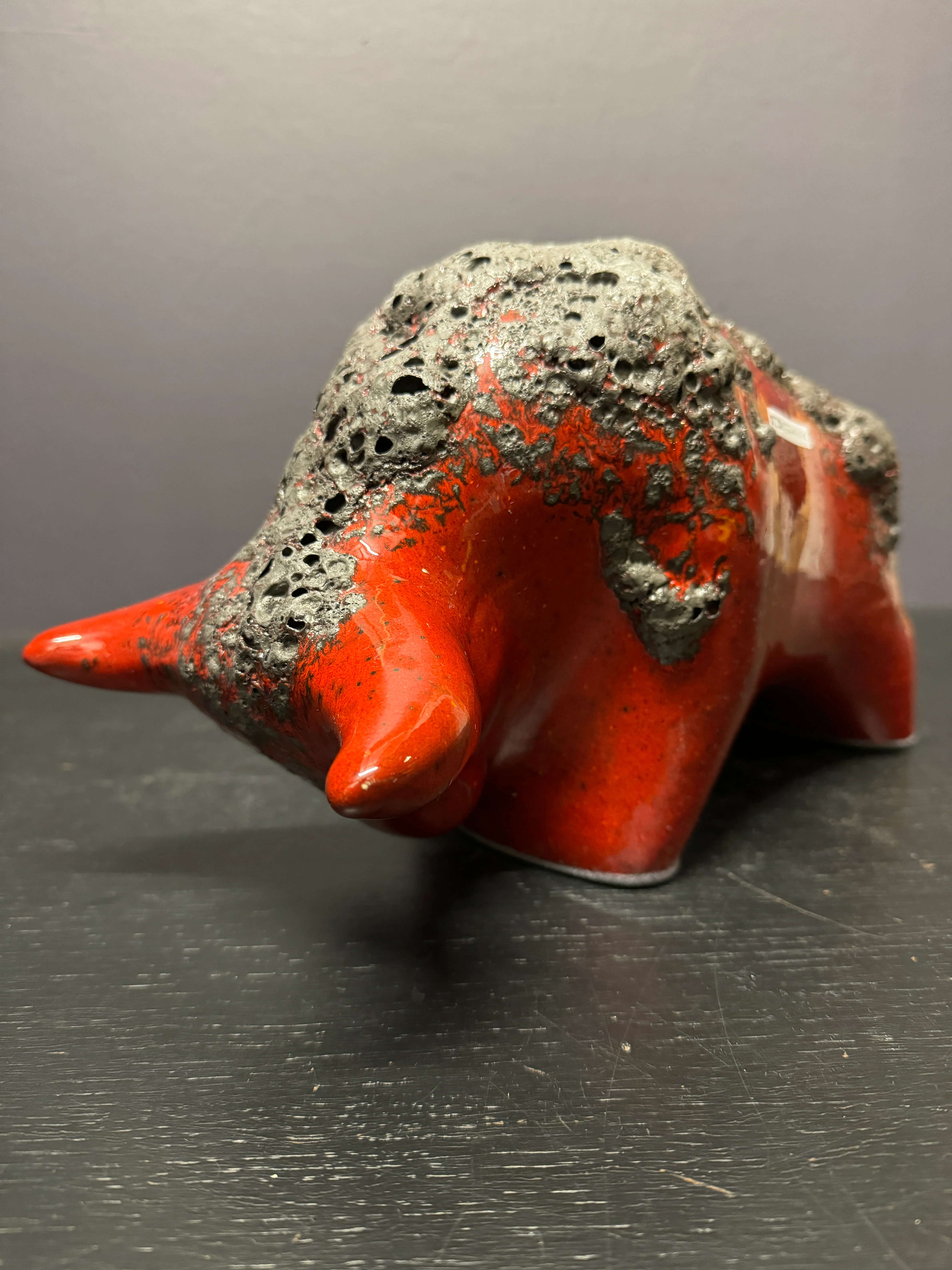 Otto Keramik Large Ceramic Bull West German Pottery Fat Lava - Image 3