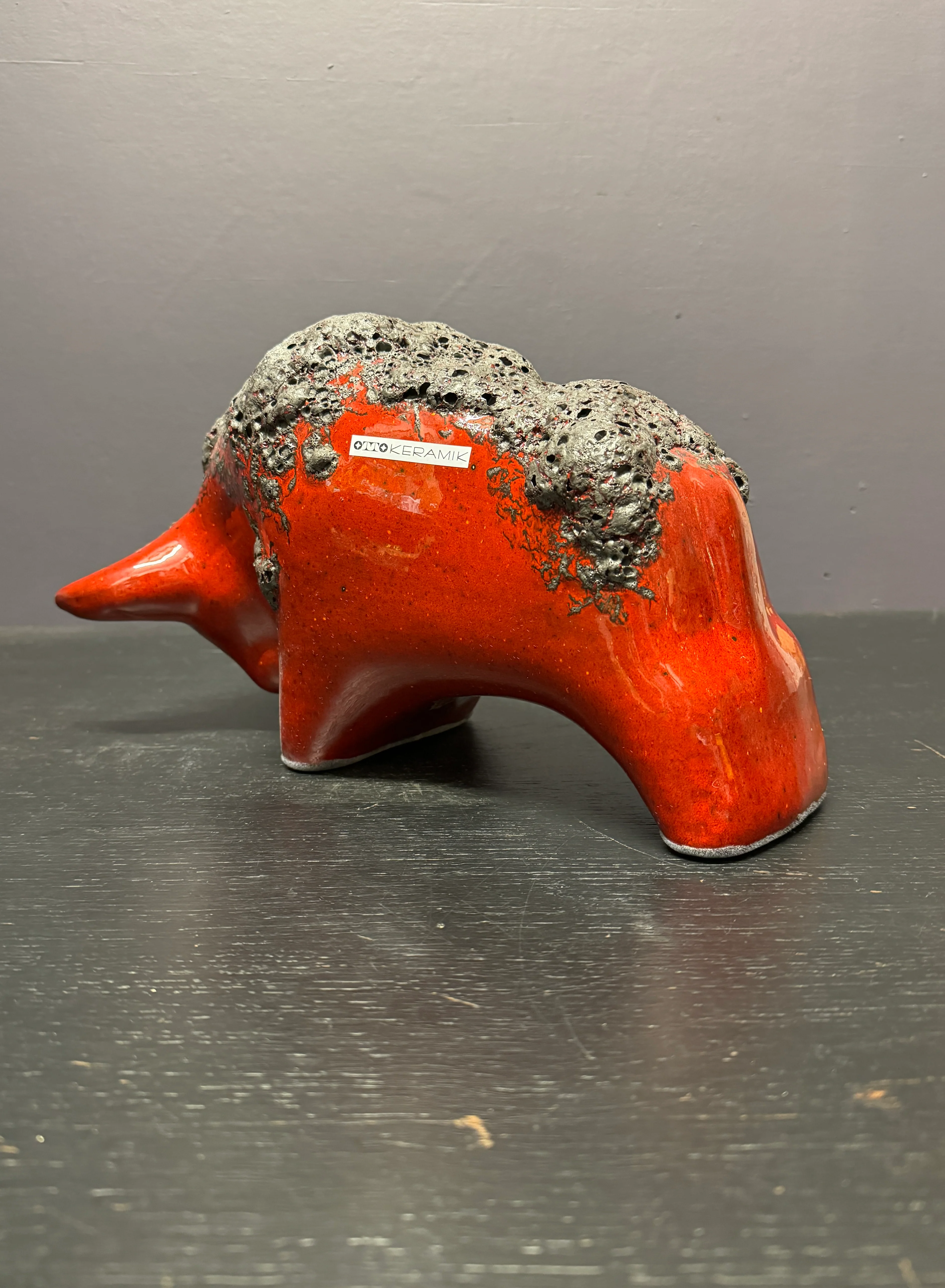 Otto Keramik Large Ceramic Bull West German Pottery Fat Lava - Image 9