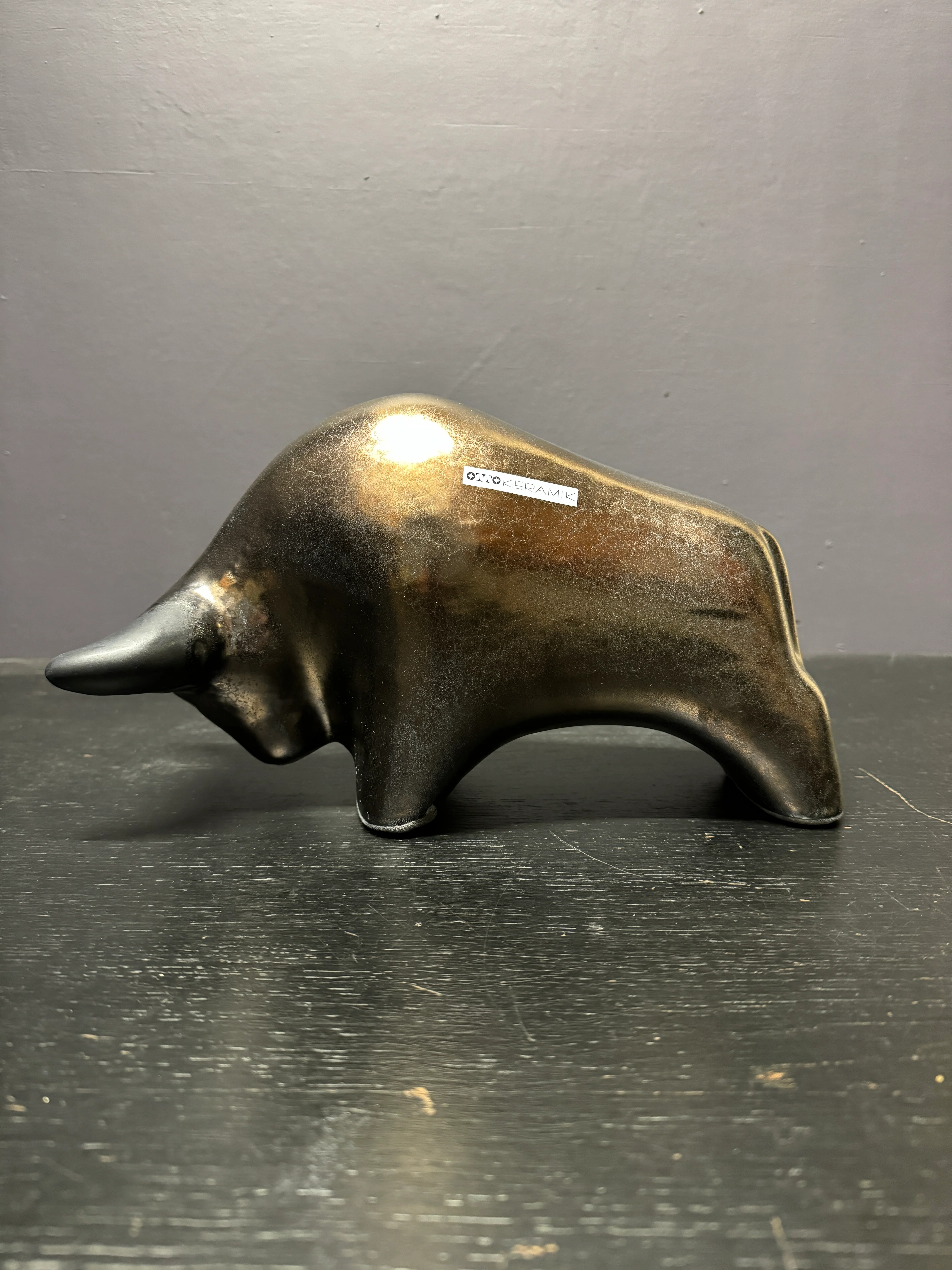 Otto Keramik Large Ceramic Bull West German Pottery Fat Lava