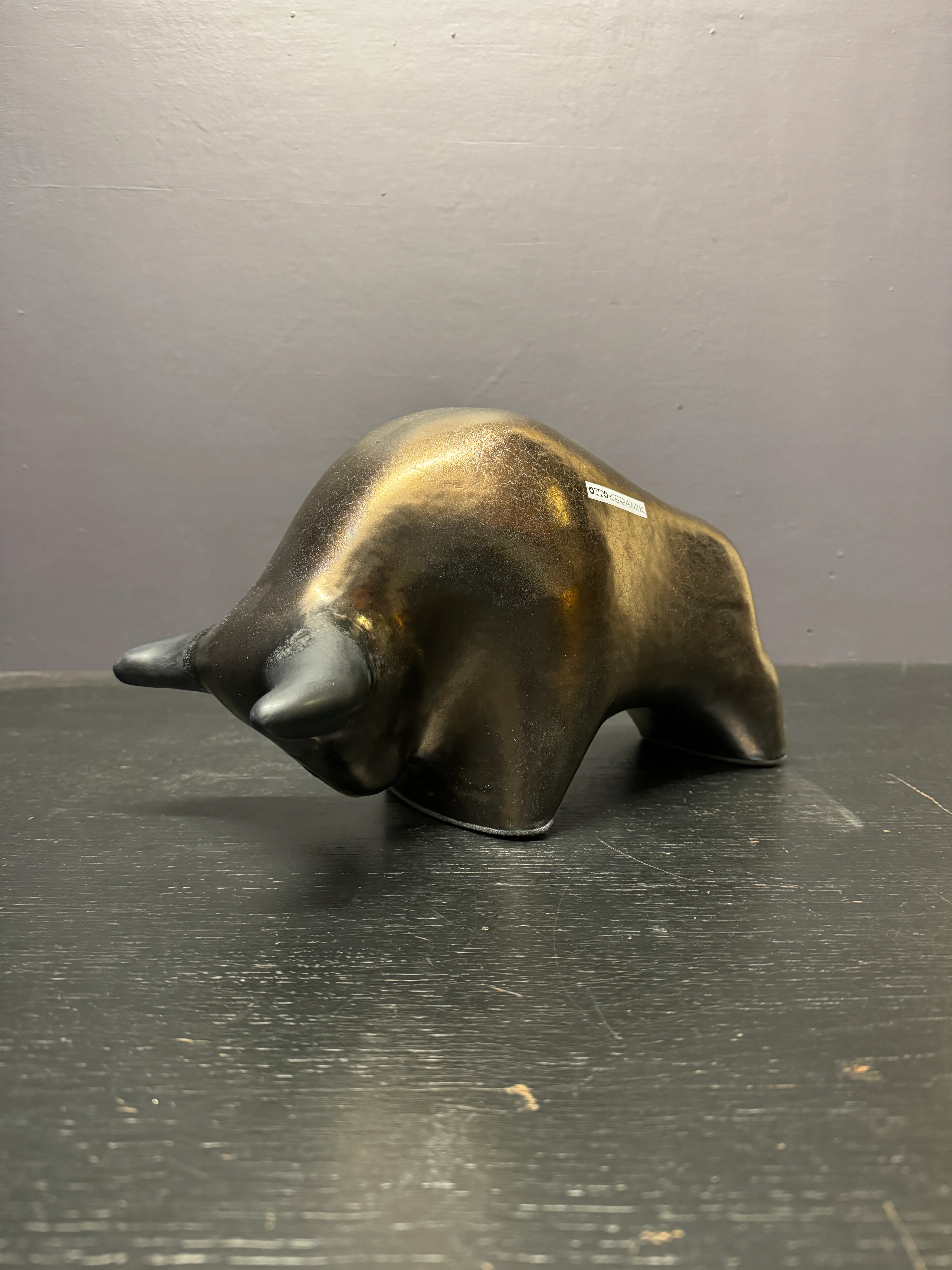 Otto Keramik Large Ceramic Bull West German Pottery Fat Lava - Image 2
