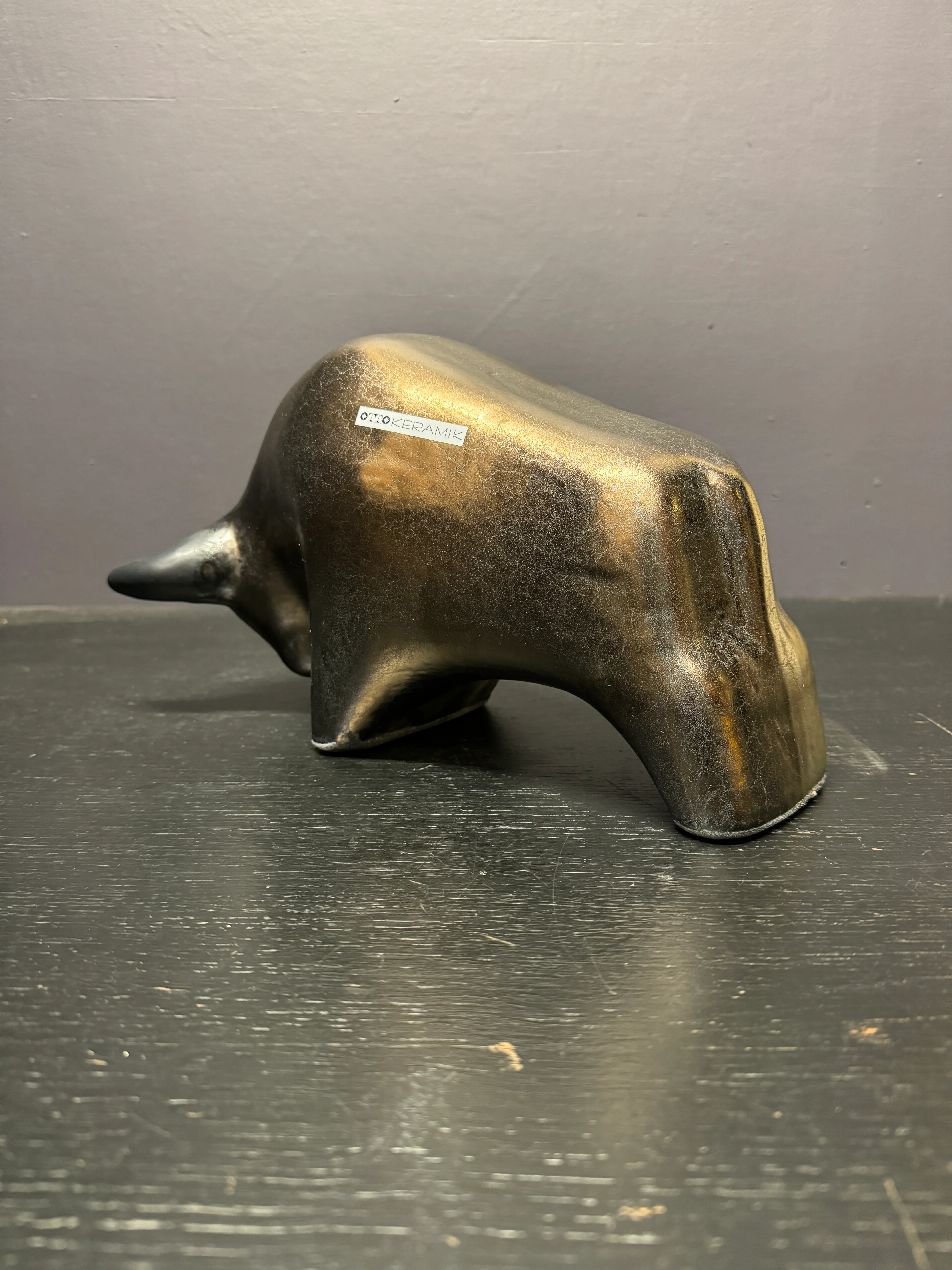 Otto Keramik Large Ceramic Bull West German Pottery Fat Lava - Image 9