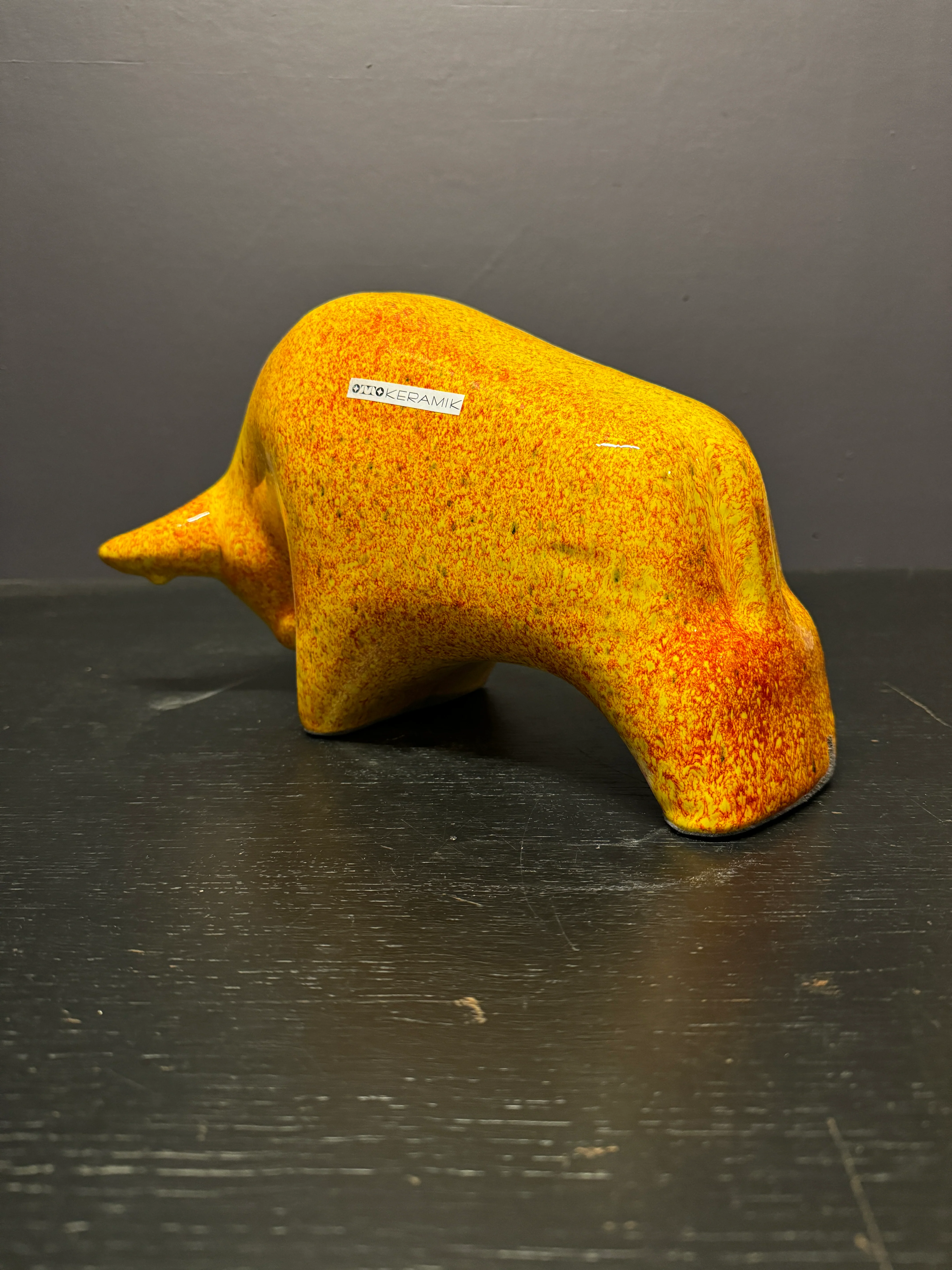 Otto Keramik Large Ceramic Bull West German Pottery Fat Lava - Image 9