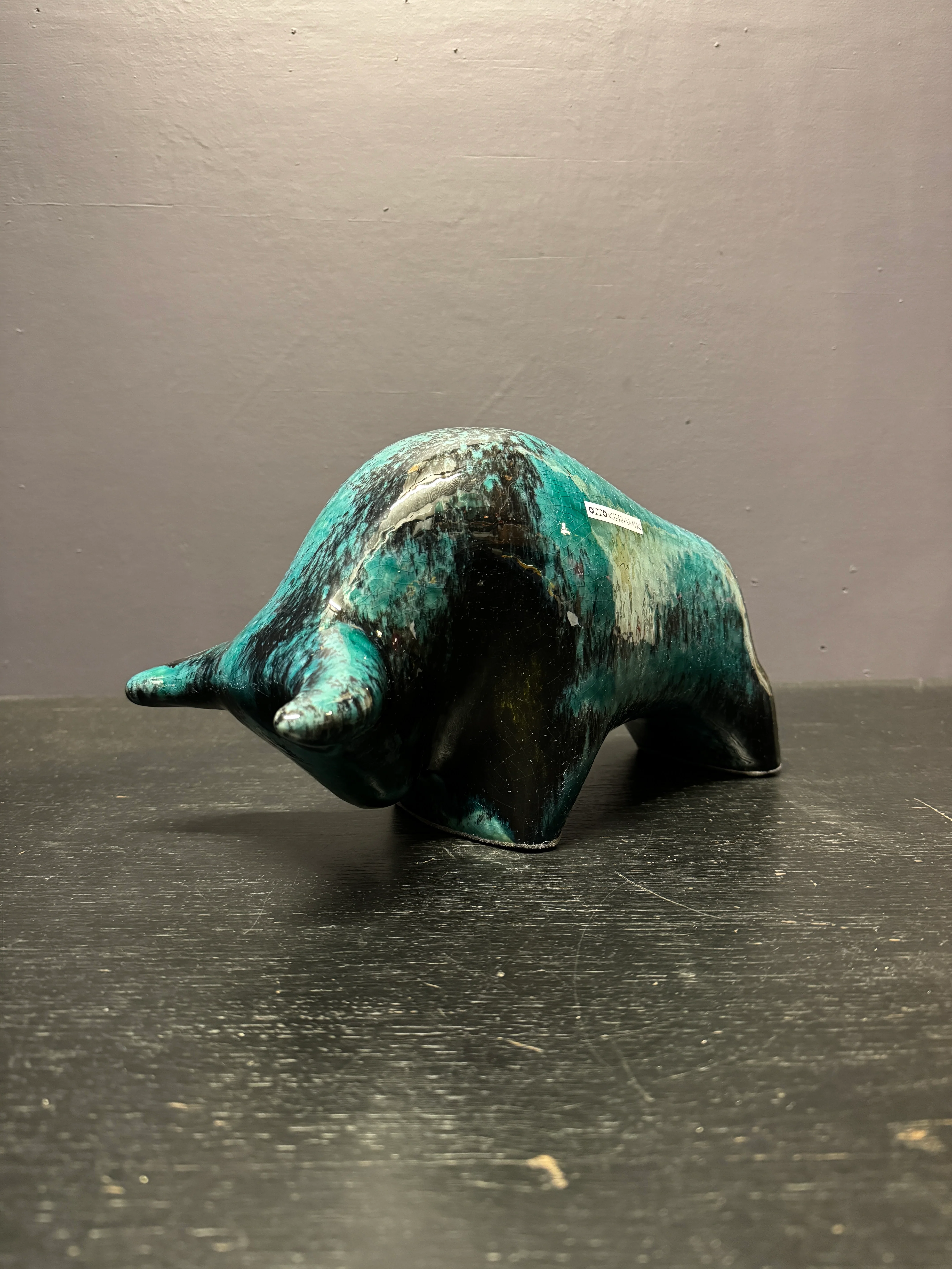 Otto Keramik Large Ceramic Bull West German Pottery Fat Lava - Image 2