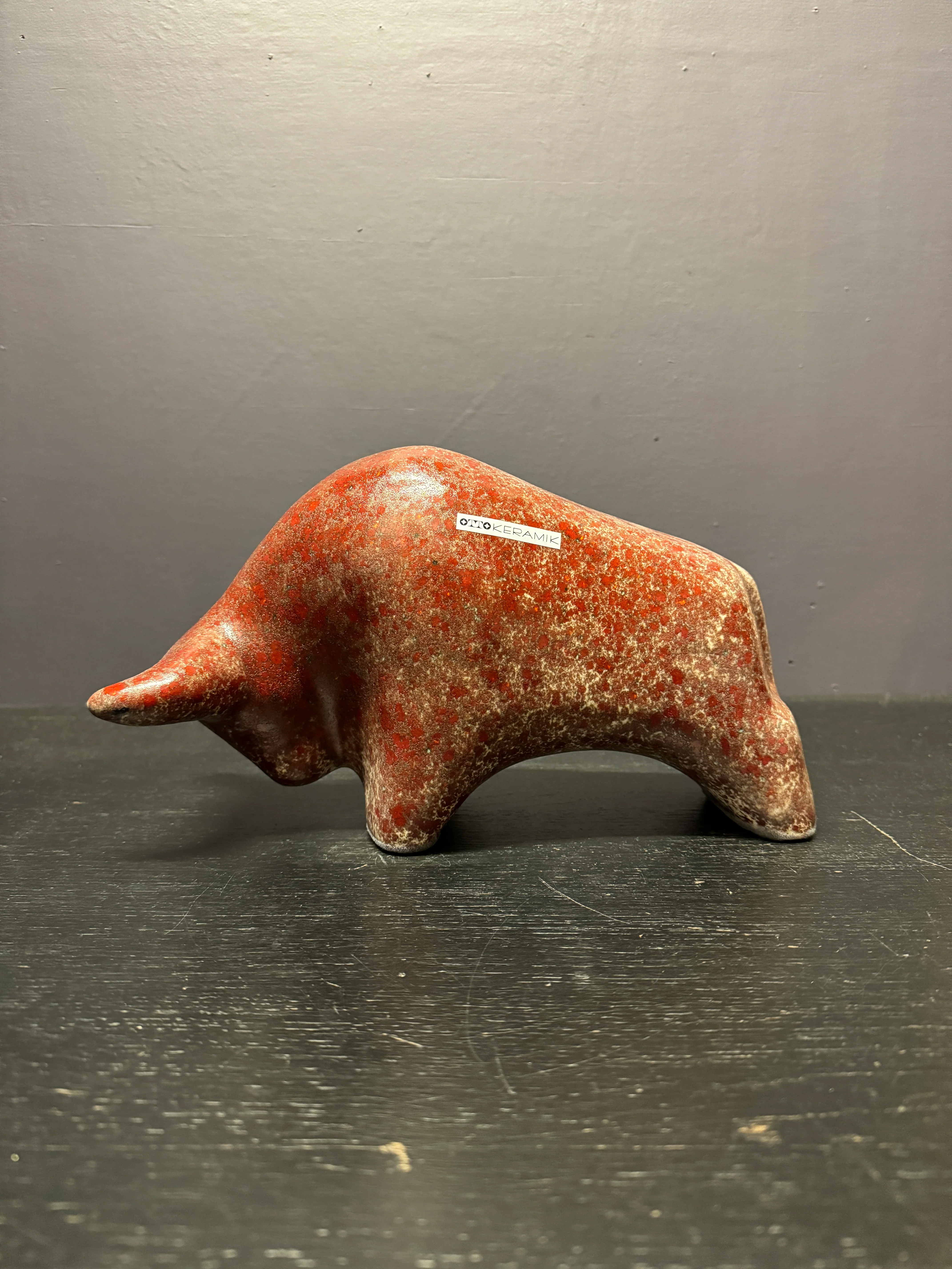 Otto Keramik Large Ceramic Bull West German Pottery Fat Lava