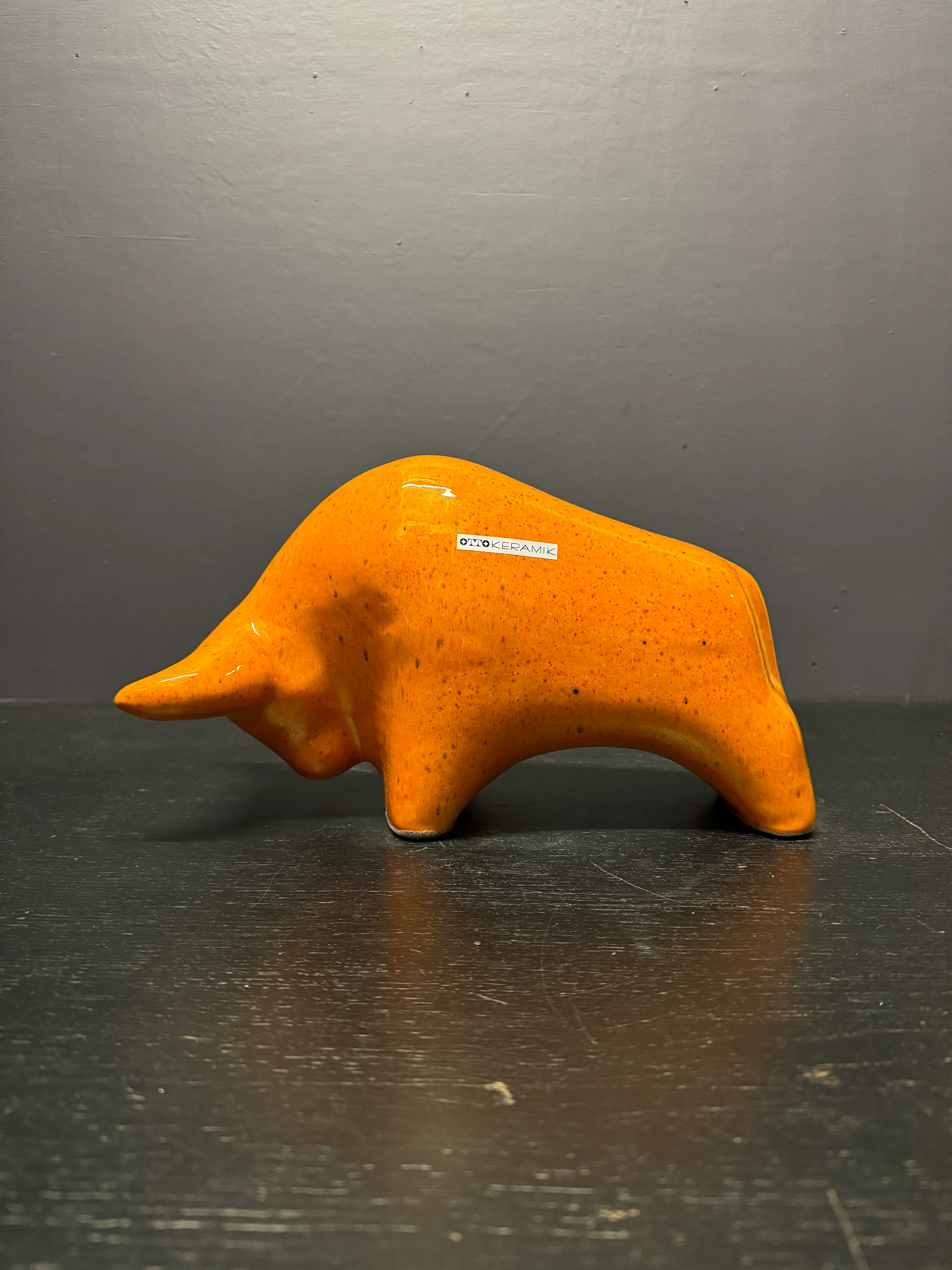 Otto Keramik Large Ceramic Bull West German Pottery Fat Lava