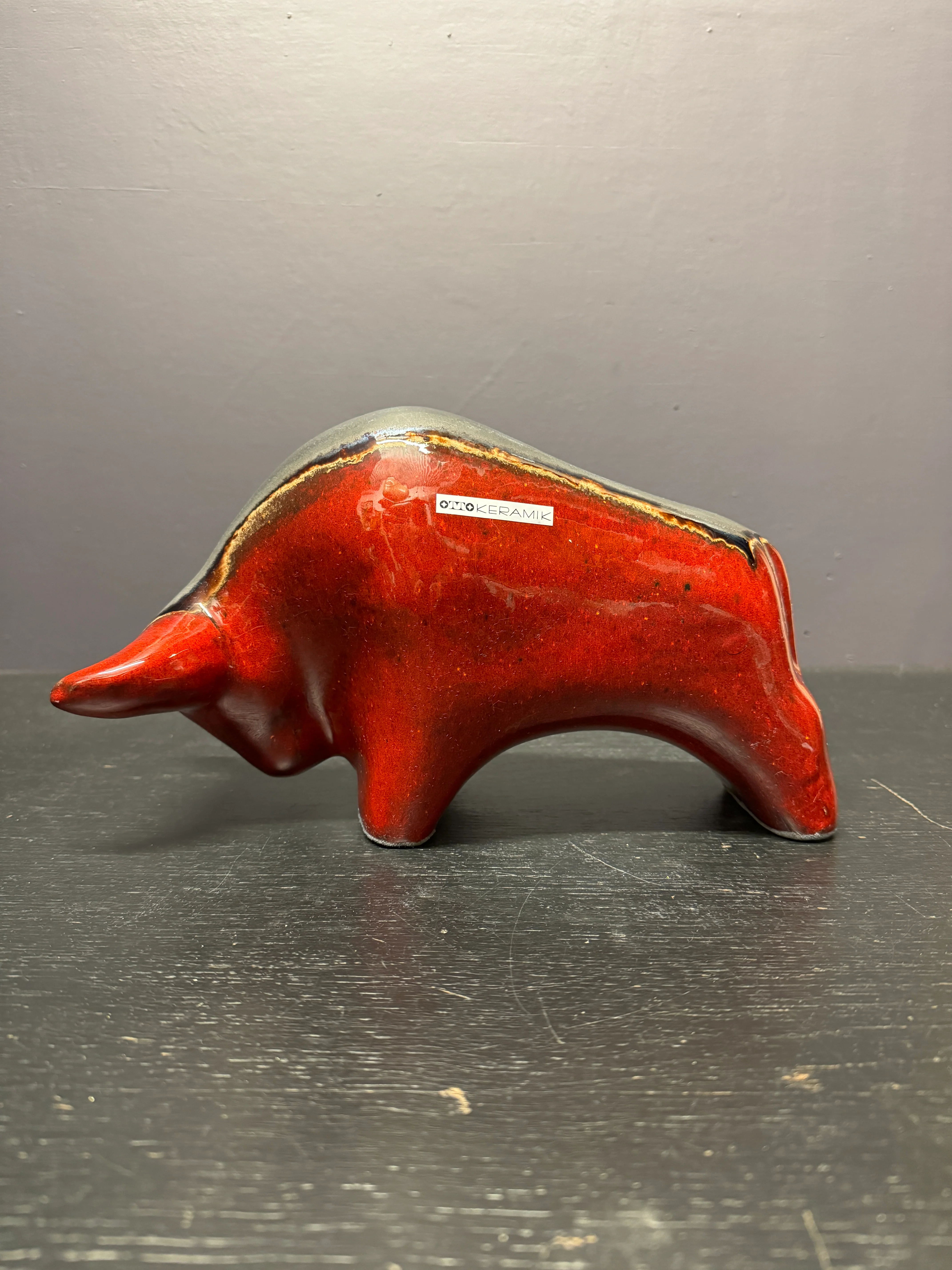 Otto Keramik Large Ceramic Bull West German Pottery Fat Lava