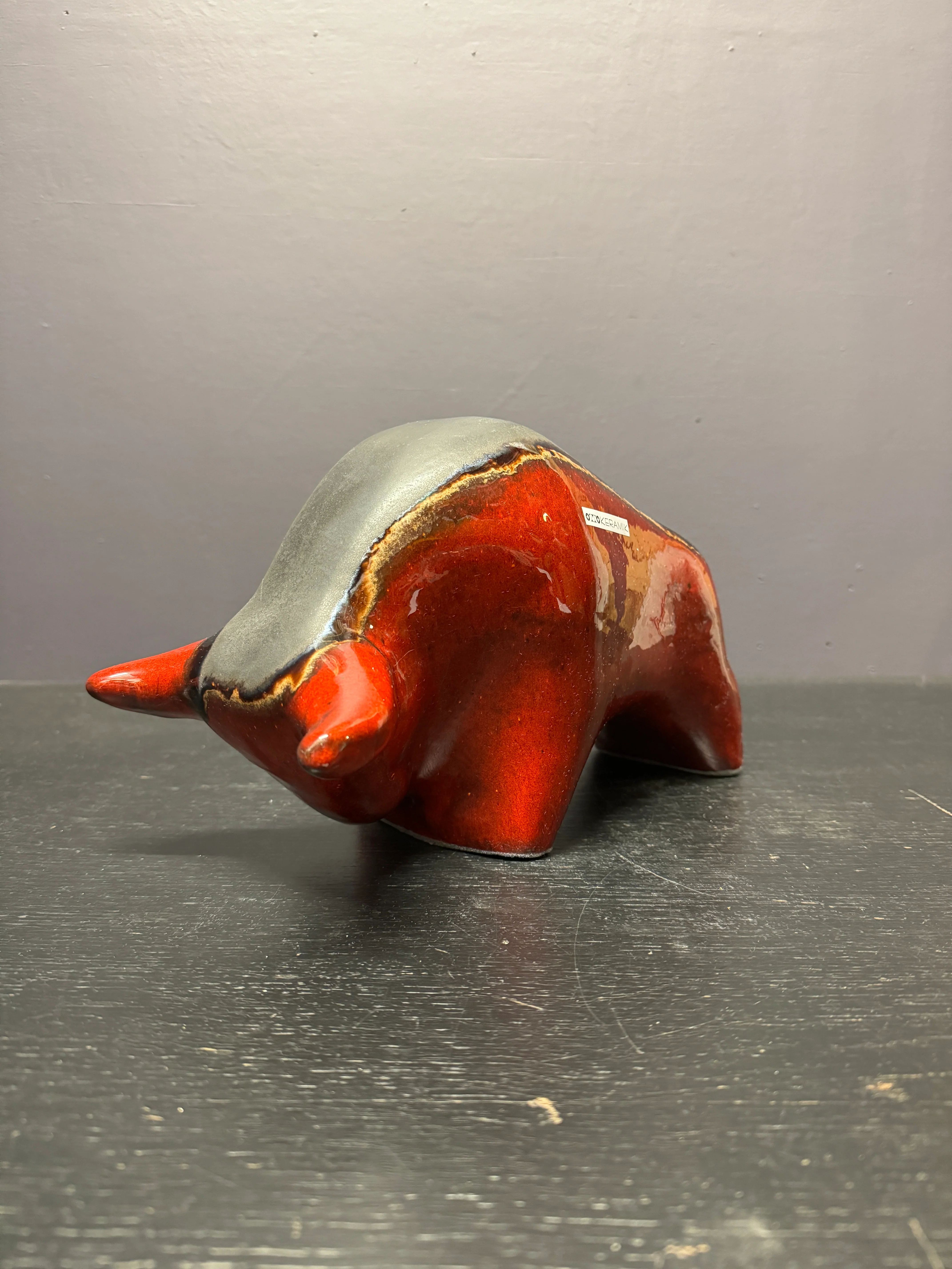 Otto Keramik Large Ceramic Bull West German Pottery Fat Lava - Image 2