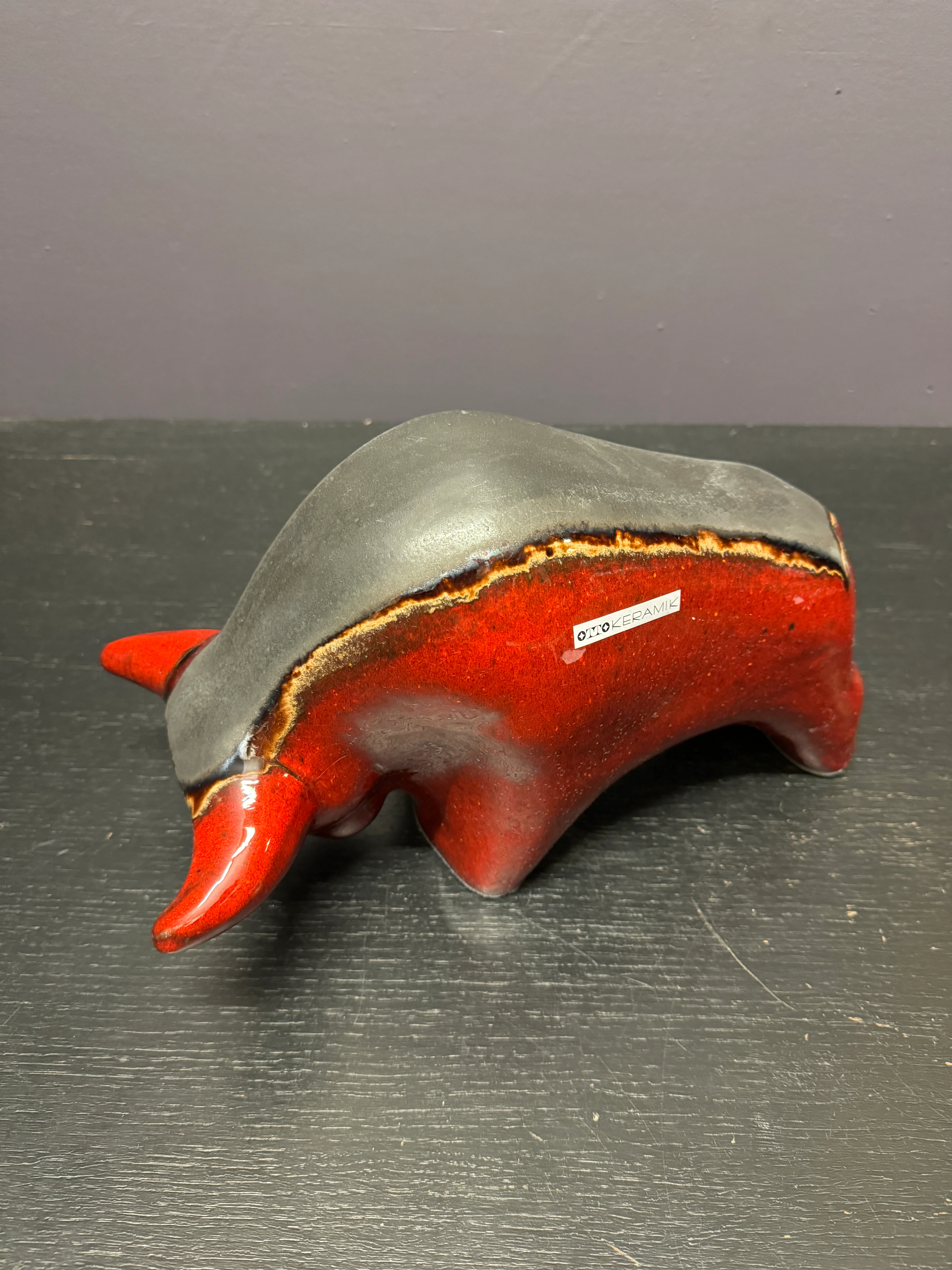 Otto Keramik Large Ceramic Bull West German Pottery Fat Lava - Image 8